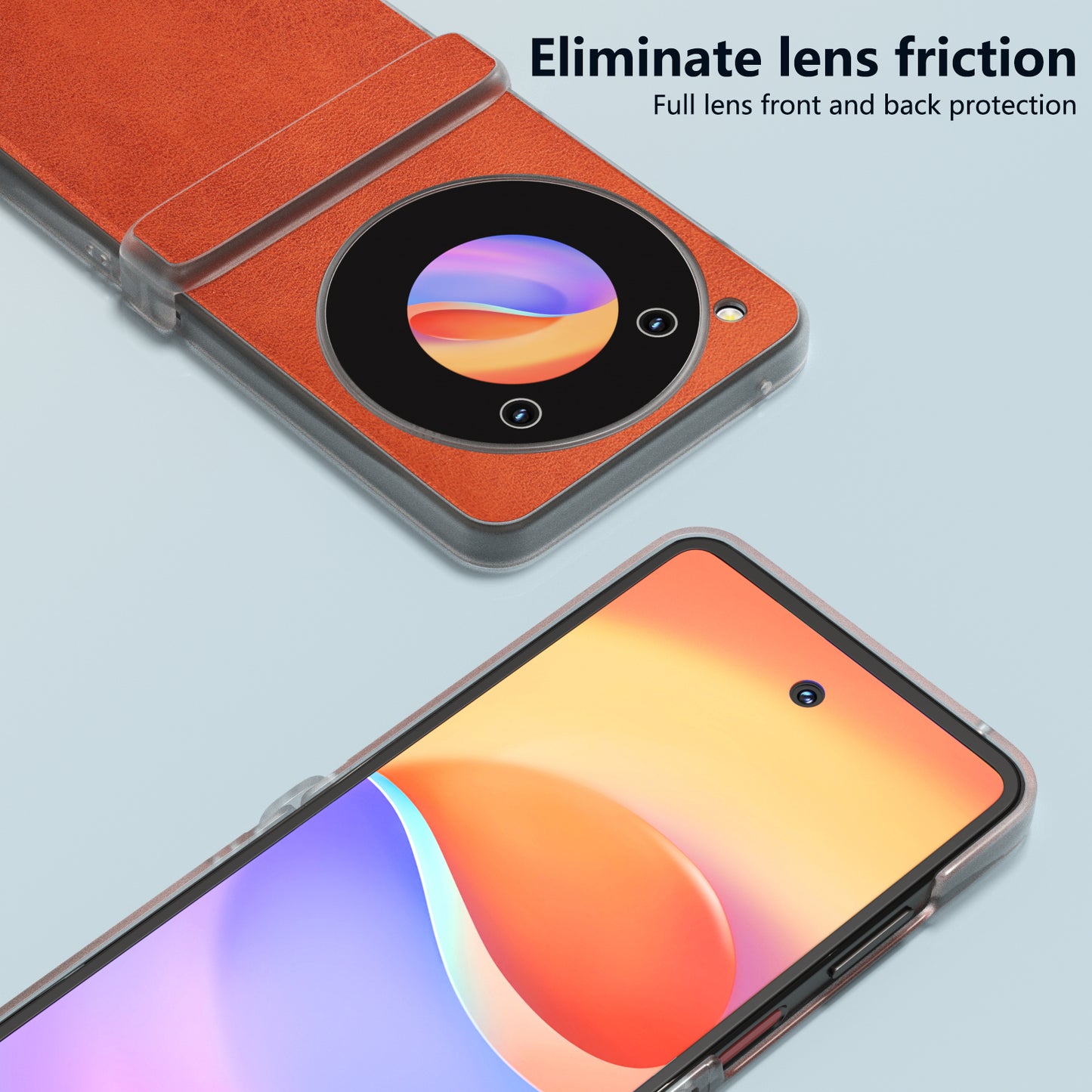 ABEEL For ZTE Libero Flip / nubia Flip 5G Case Leather Cowhide Texture Phone Shell with Clear Matte Edge - Brown