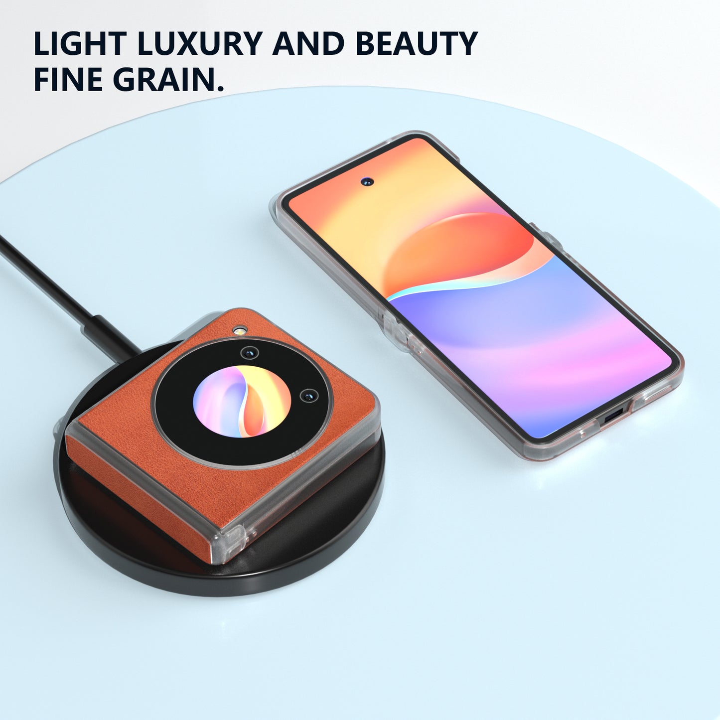 ABEEL For ZTE Libero Flip / nubia Flip 5G Case Leather Cowhide Texture Phone Shell with Clear Matte Edge - Brown