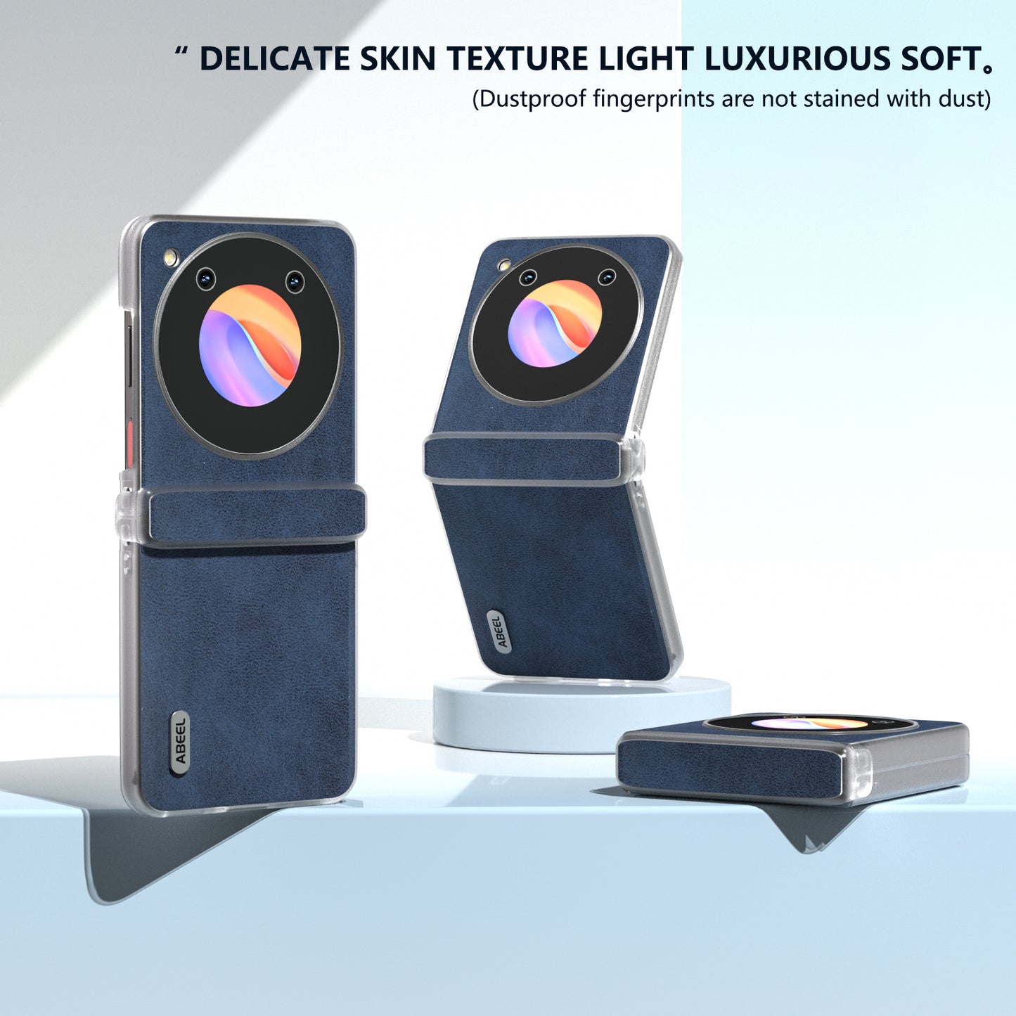 ABEEL For ZTE Libero Flip / nubia Flip 5G Case Leather Cowhide Texture Phone Shell with Clear Matte Edge - Blue