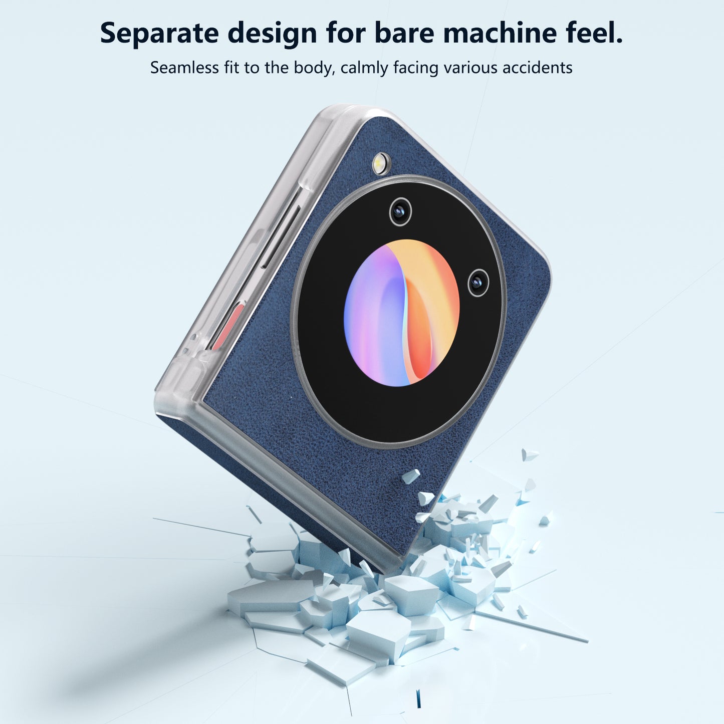 ABEEL For ZTE Libero Flip / nubia Flip 5G Case Leather Cowhide Texture Phone Shell with Clear Matte Edge - Blue