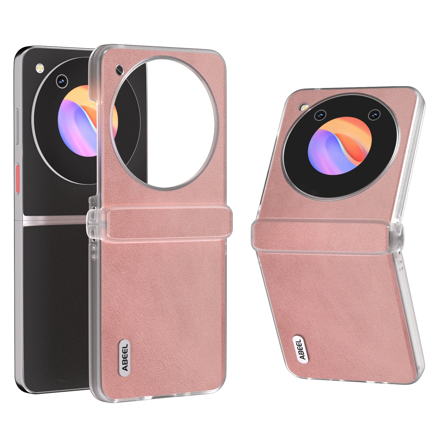 ABEEL For ZTE Libero Flip / nubia Flip 5G Case Leather Cowhide Texture Phone Shell with Clear Matte Edge - Pink