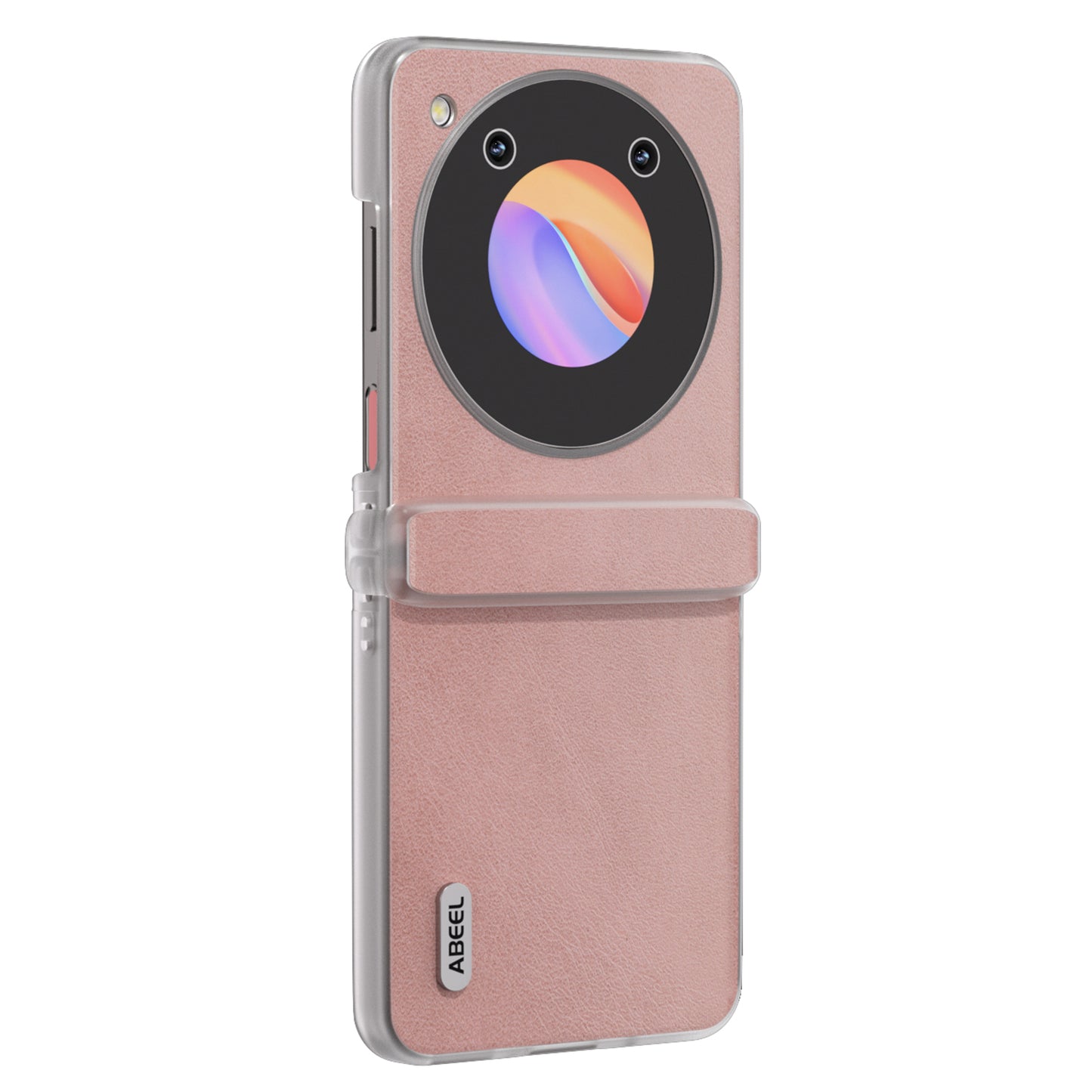 ABEEL For ZTE Libero Flip / nubia Flip 5G Case Leather Cowhide Texture Phone Shell with Clear Matte Edge - Pink