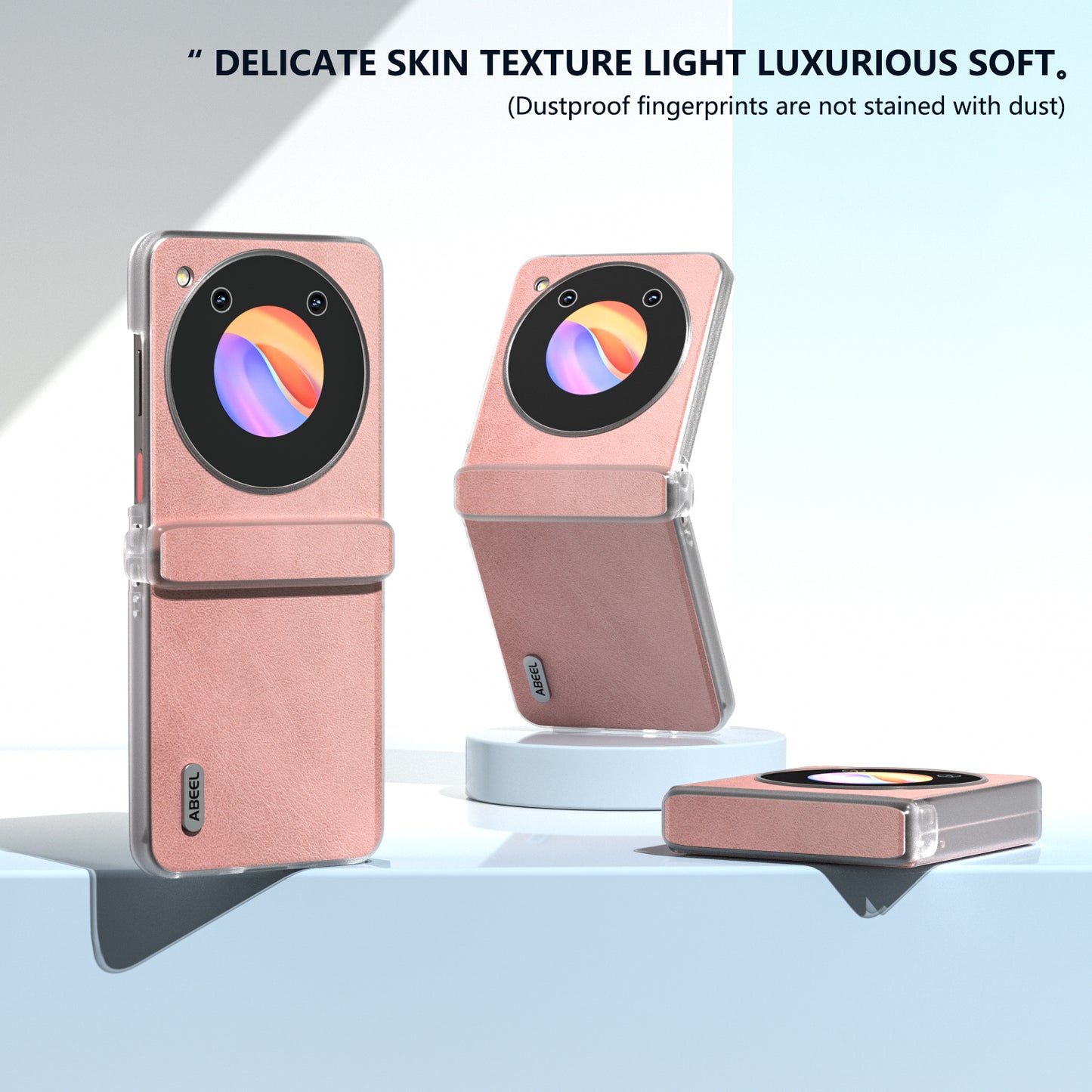 ABEEL For ZTE Libero Flip / nubia Flip 5G Case Leather Cowhide Texture Phone Shell with Clear Matte Edge - Pink