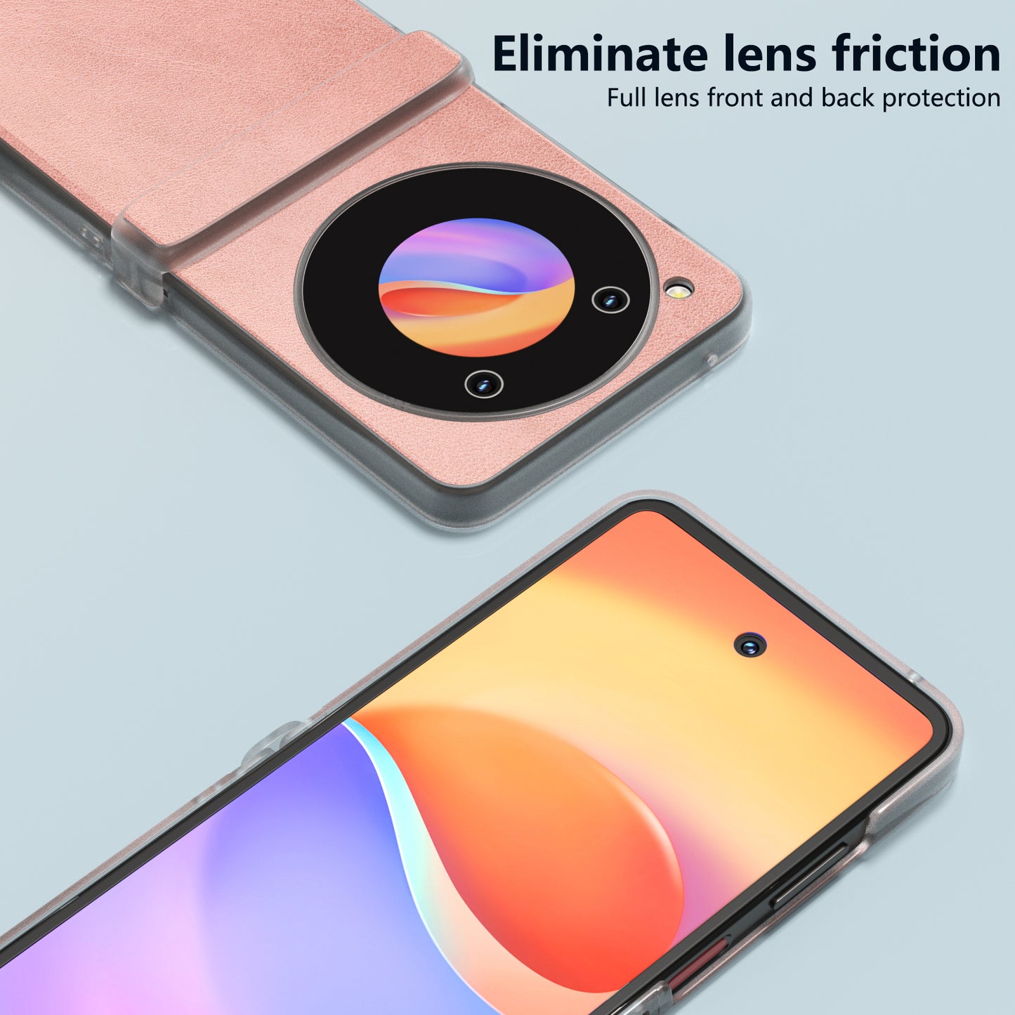 ABEEL For ZTE Libero Flip / nubia Flip 5G Case Leather Cowhide Texture Phone Shell with Clear Matte Edge - Pink