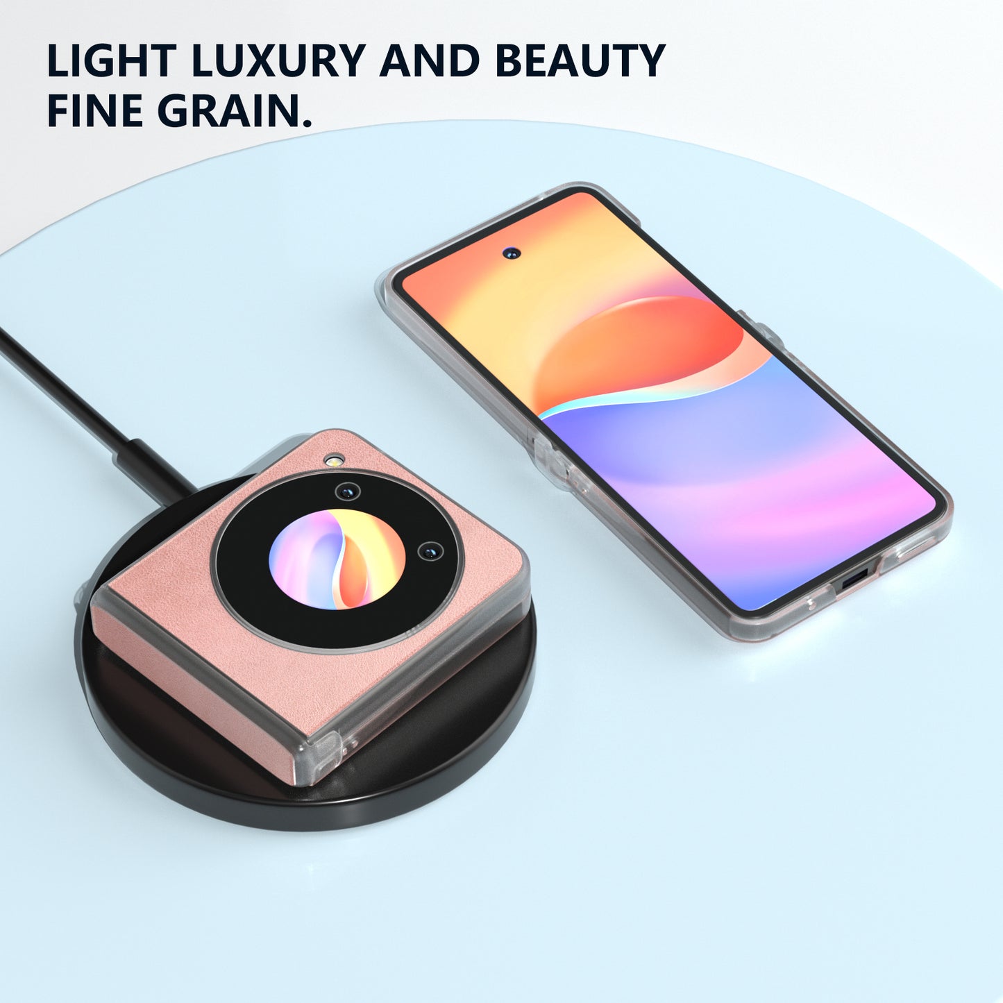 ABEEL For ZTE Libero Flip / nubia Flip 5G Case Leather Cowhide Texture Phone Shell with Clear Matte Edge - Pink