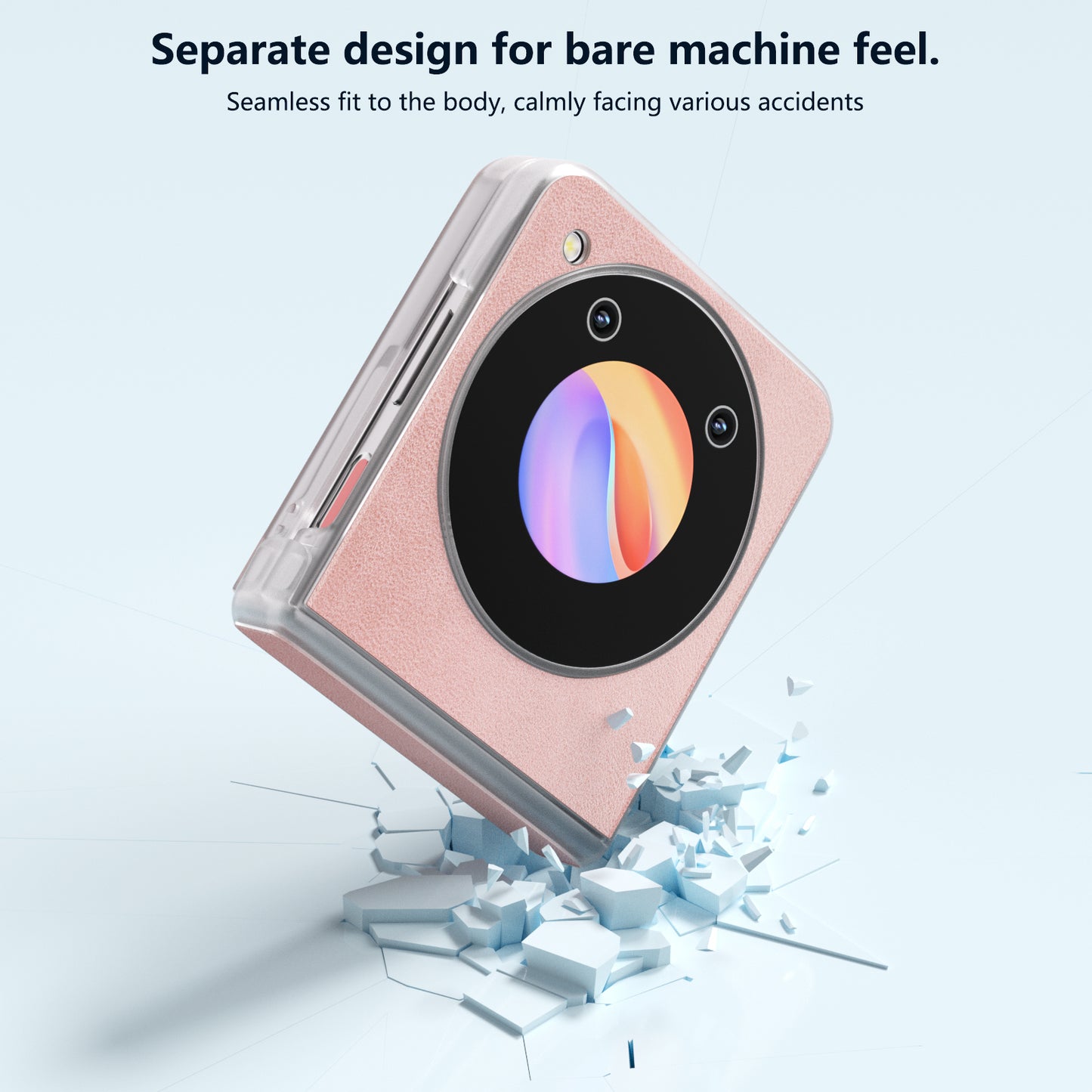 ABEEL For ZTE Libero Flip / nubia Flip 5G Case Leather Cowhide Texture Phone Shell with Clear Matte Edge - Pink