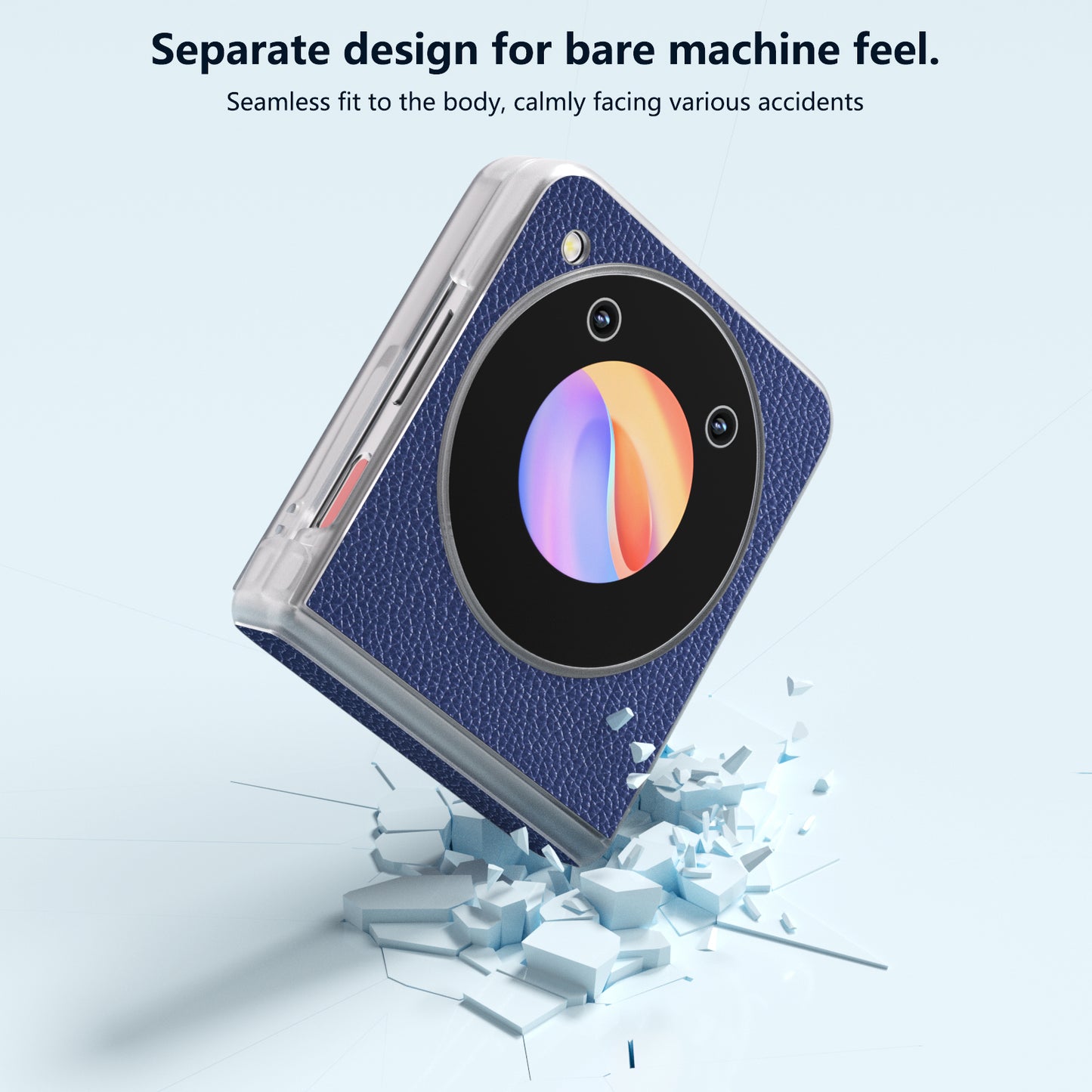 ABEEL For ZTE nubia Flip 5G / Libero Flip Case Matte Edge Cowhide Leather+PC Phone Cover - Blue