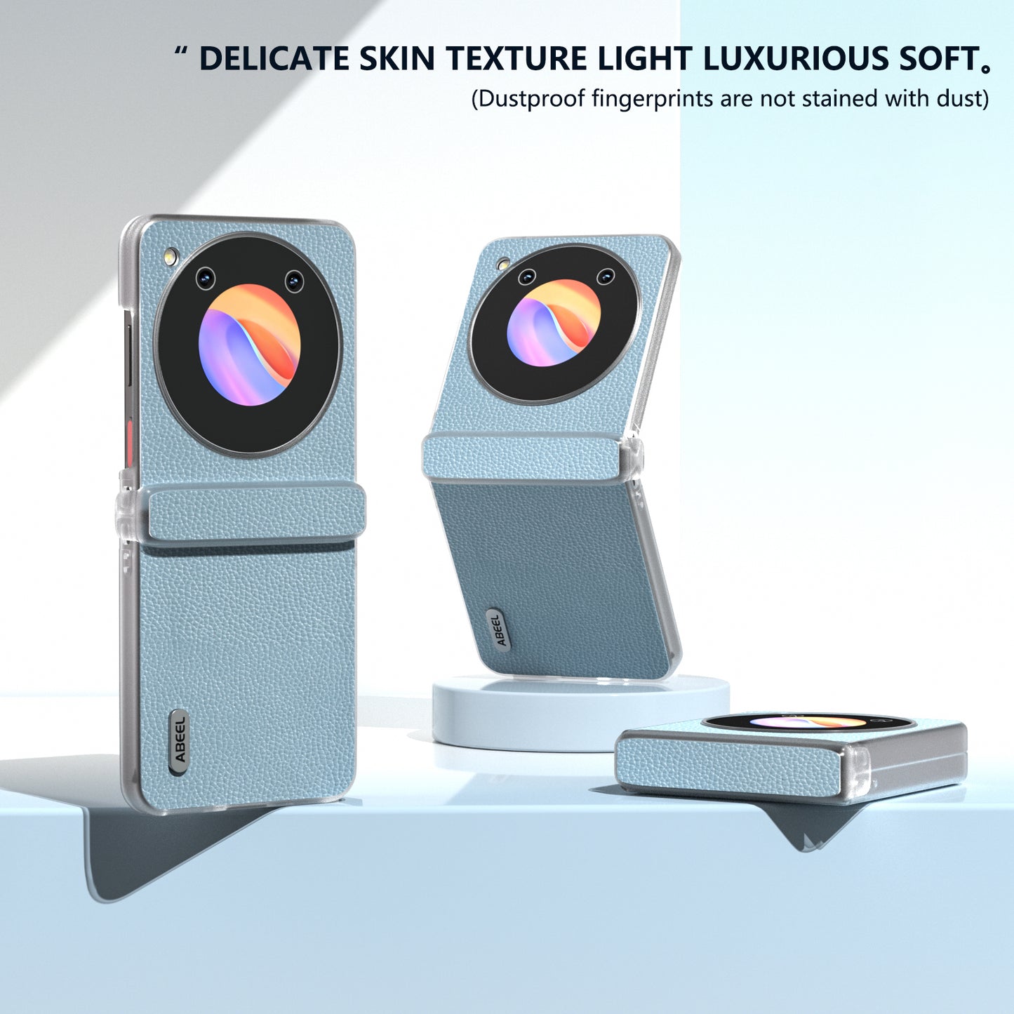 ABEEL For ZTE nubia Flip 5G / Libero Flip Case Matte Edge Cowhide Leather+PC Phone Cover - Baby Blue