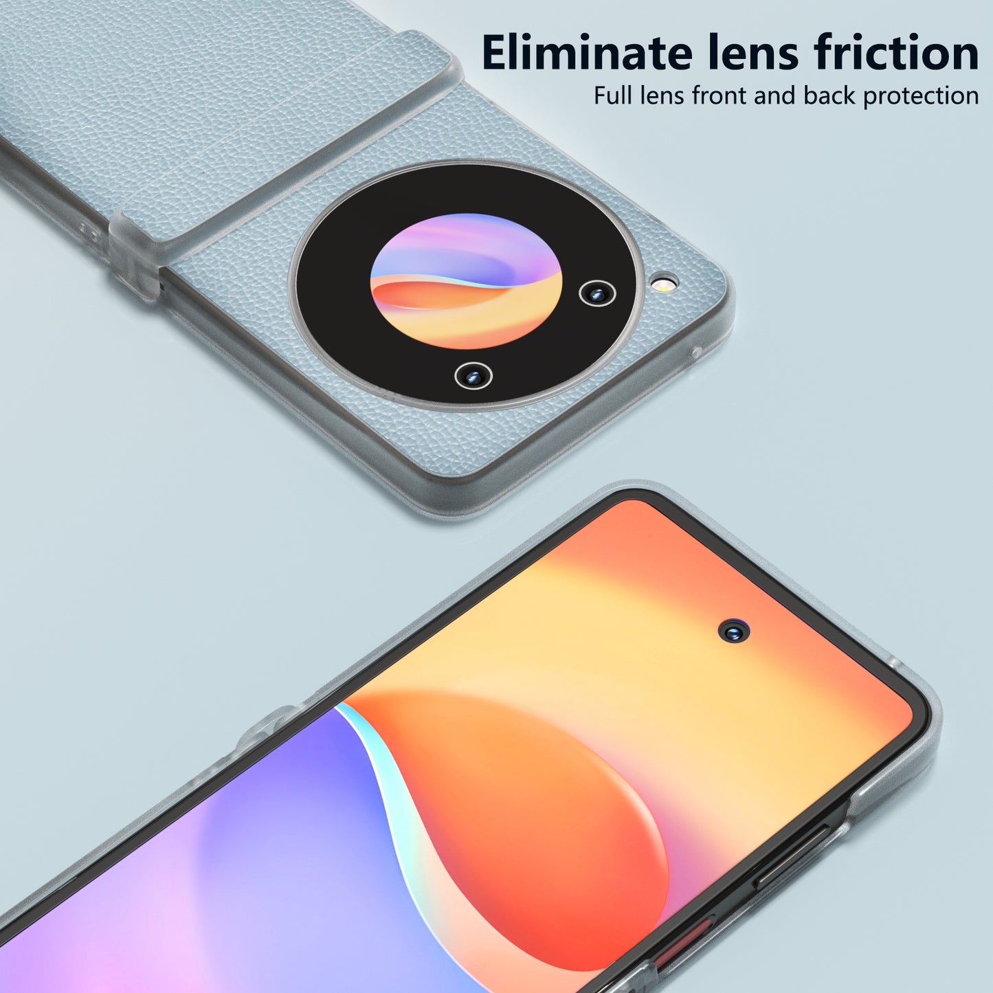 ABEEL For ZTE nubia Flip 5G / Libero Flip Case Matte Edge Cowhide Leather+PC Phone Cover - Baby Blue