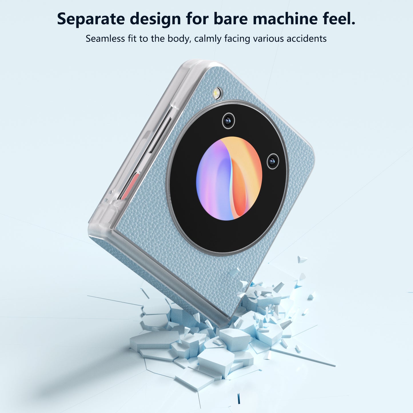 ABEEL For ZTE nubia Flip 5G / Libero Flip Case Matte Edge Cowhide Leather+PC Phone Cover - Baby Blue