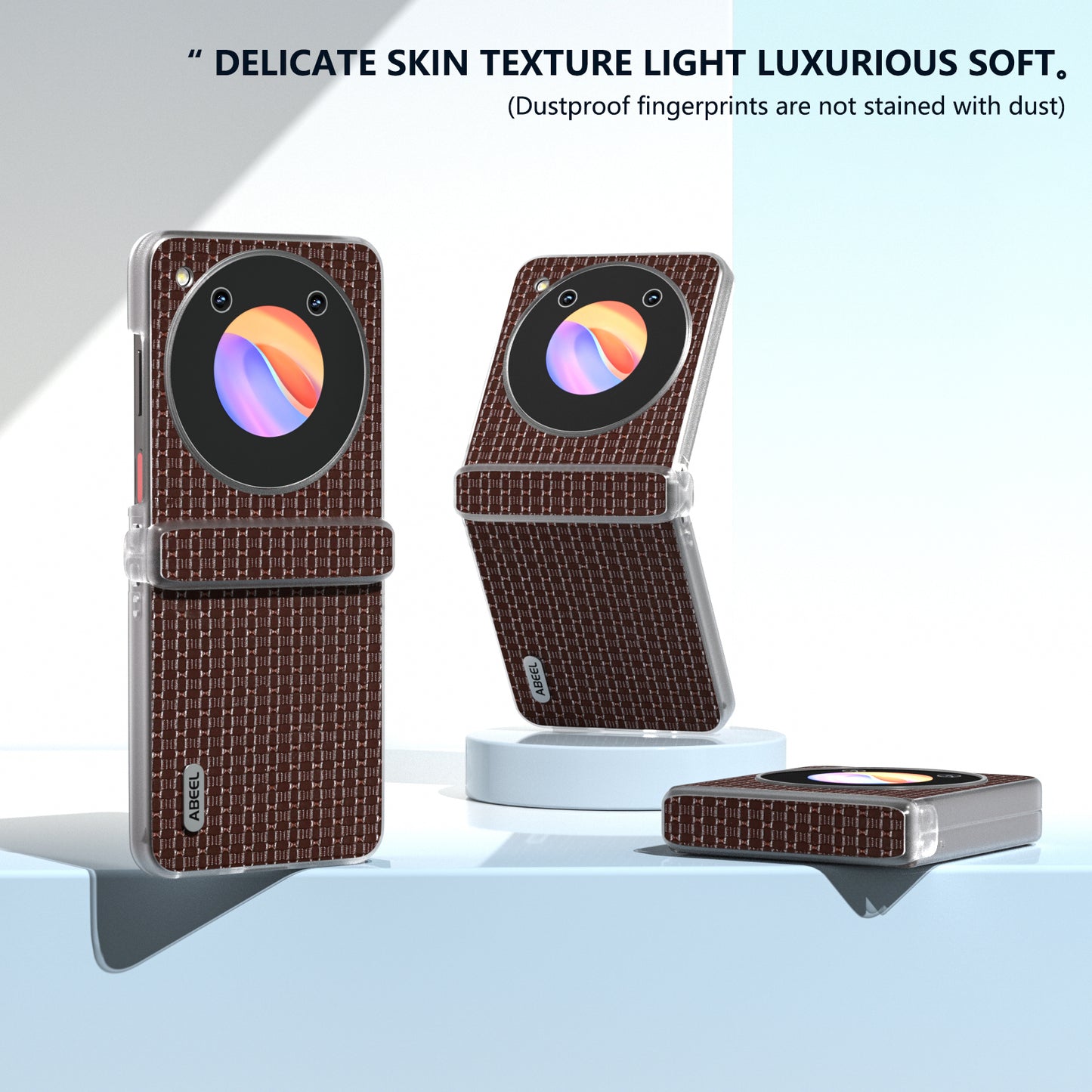 ABEEL For ZTE Libero Flip / nubia Flip 5G Case Genuine Cow Leather Phone Shell with Clear Matte Edge - Coffee