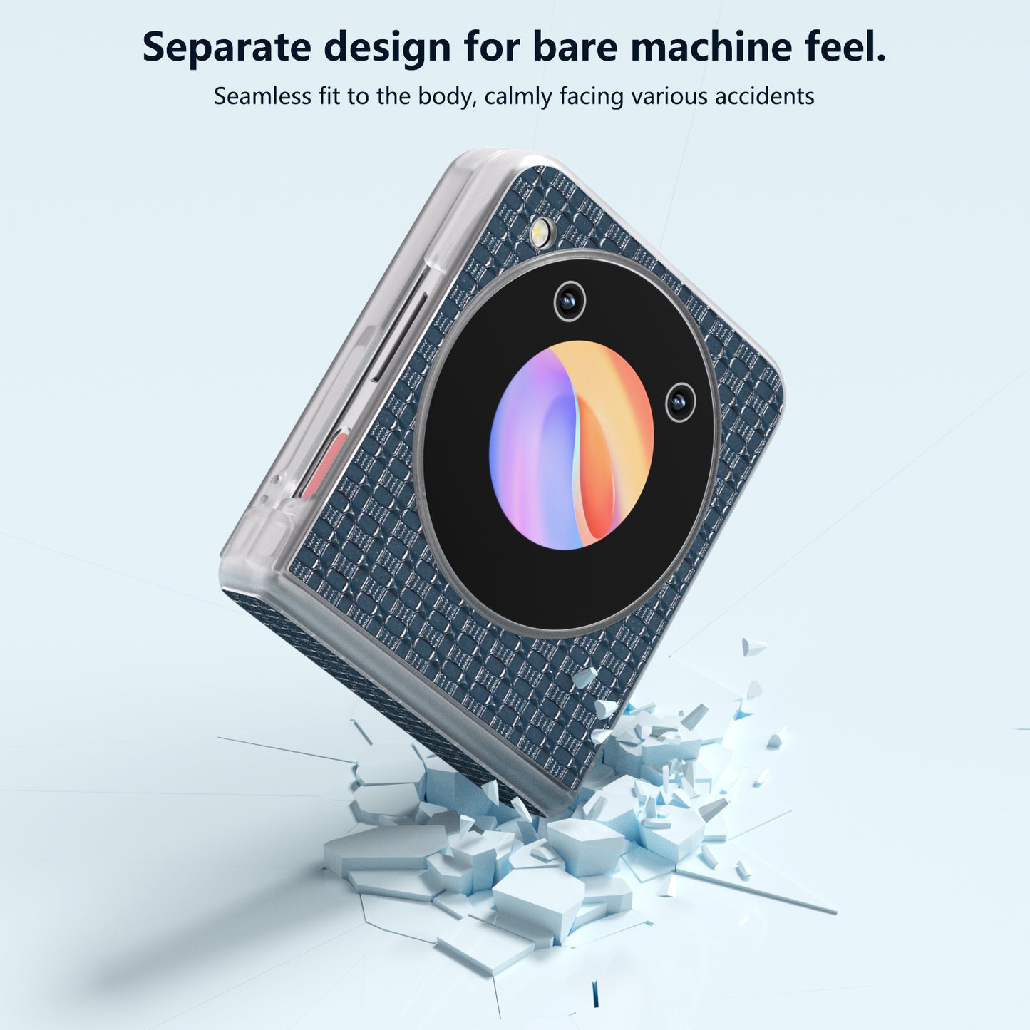 ABEEL For ZTE Libero Flip / nubia Flip 5G Case Genuine Cow Leather Phone Shell with Clear Matte Edge - Blue