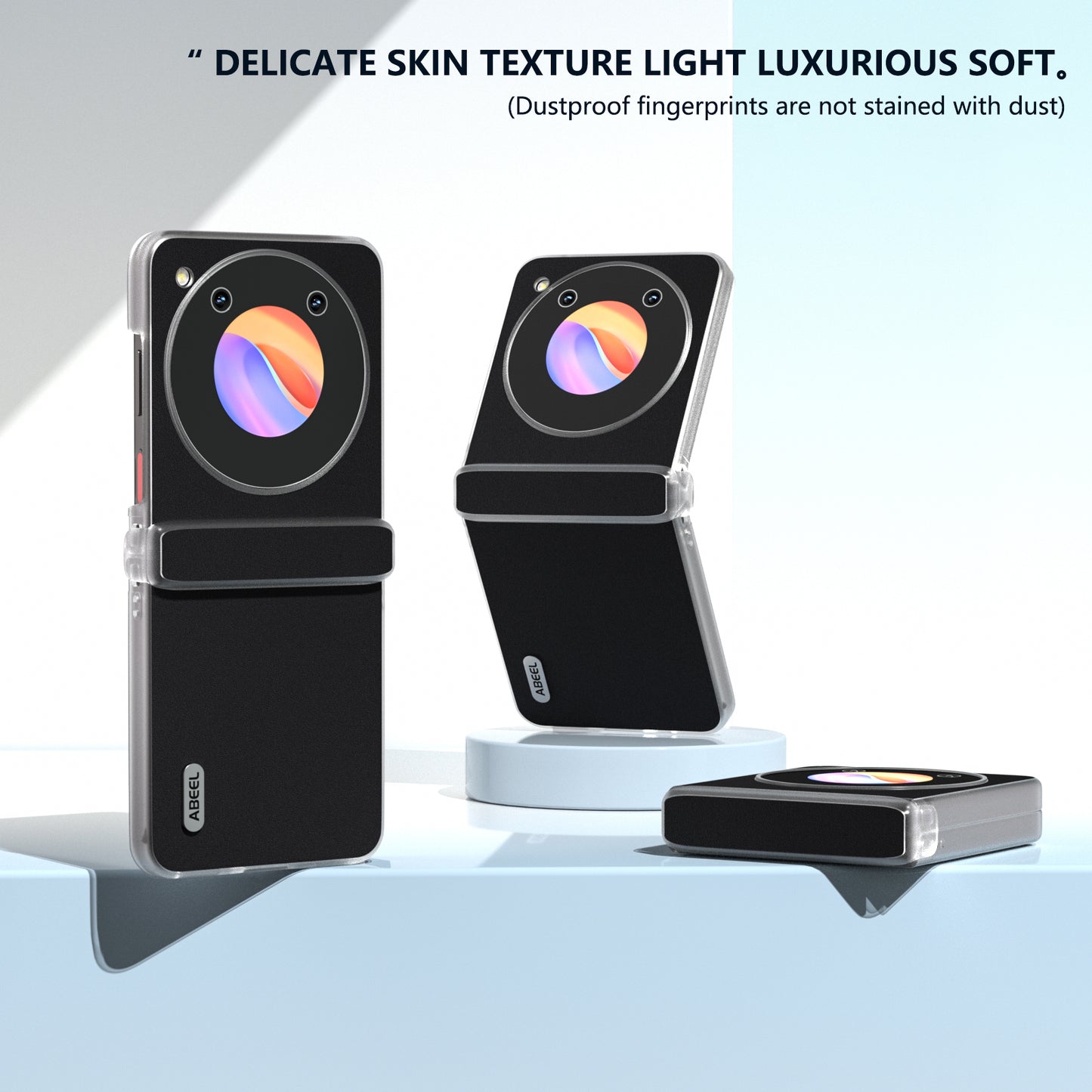 ABEEL For ZTE nubia Flip 5G / Libero Flip Case Cowhide Leather Soft Silk PC Phone Cover with Matte Edge - Black