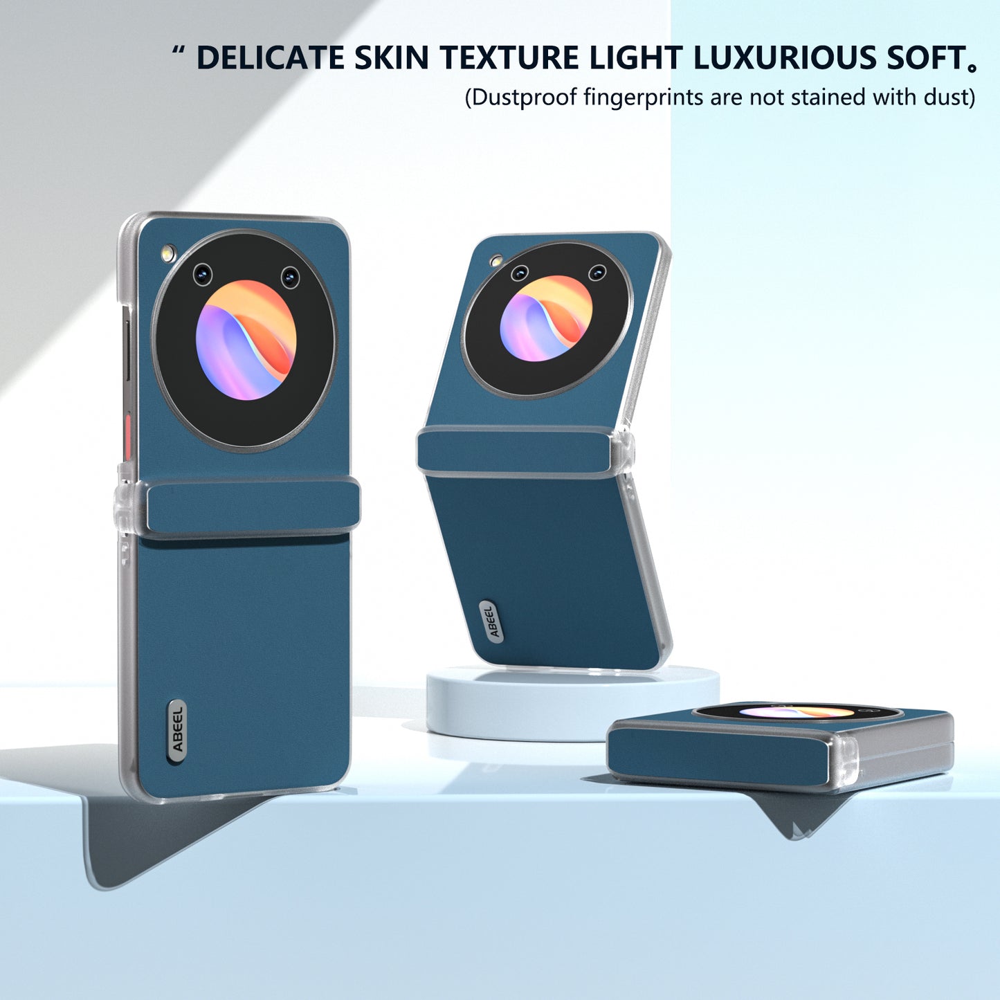 ABEEL For ZTE nubia Flip 5G / Libero Flip Case Cowhide Leather Soft Silk PC Phone Cover with Matte Edge - Blue