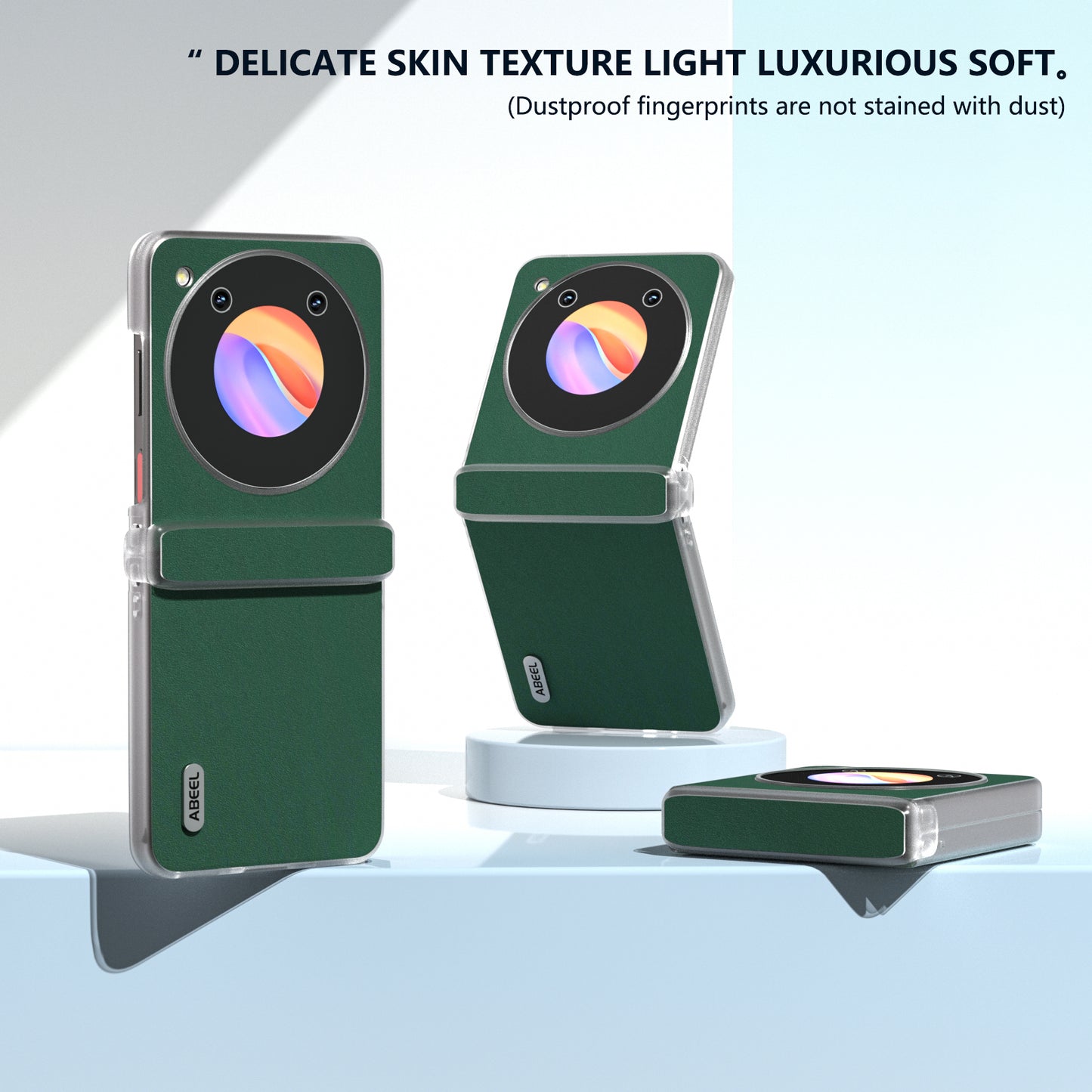 ABEEL For ZTE nubia Flip 5G / Libero Flip Case Cowhide Leather Soft Silk PC Phone Cover with Matte Edge - Green