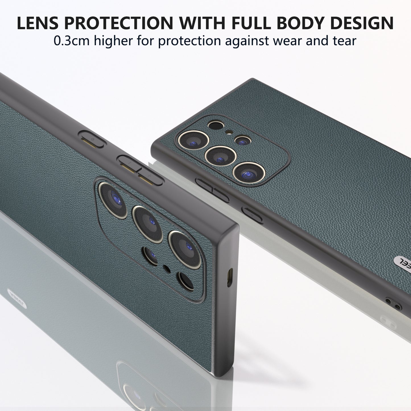 ABEEL For Samsung Galaxy S24 Ultra Phone Cover Bump Proof Genuine Cow Leather Classy Case - Green