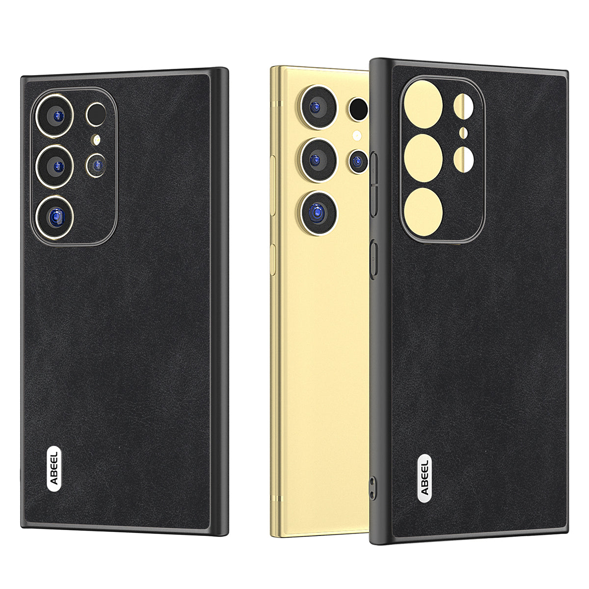 ABEEL For Samsung Galaxy S24 Ultra Case Slim Fit PU Leather+PC Phone Cover - Black