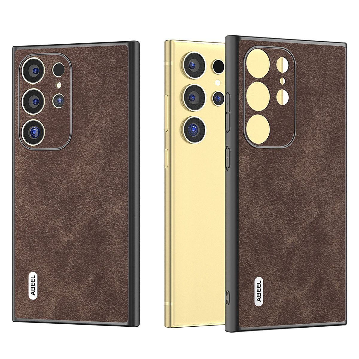 ABEEL For Samsung Galaxy S24 Ultra Case Slim Fit PU Leather+PC Phone Cover - Coffee