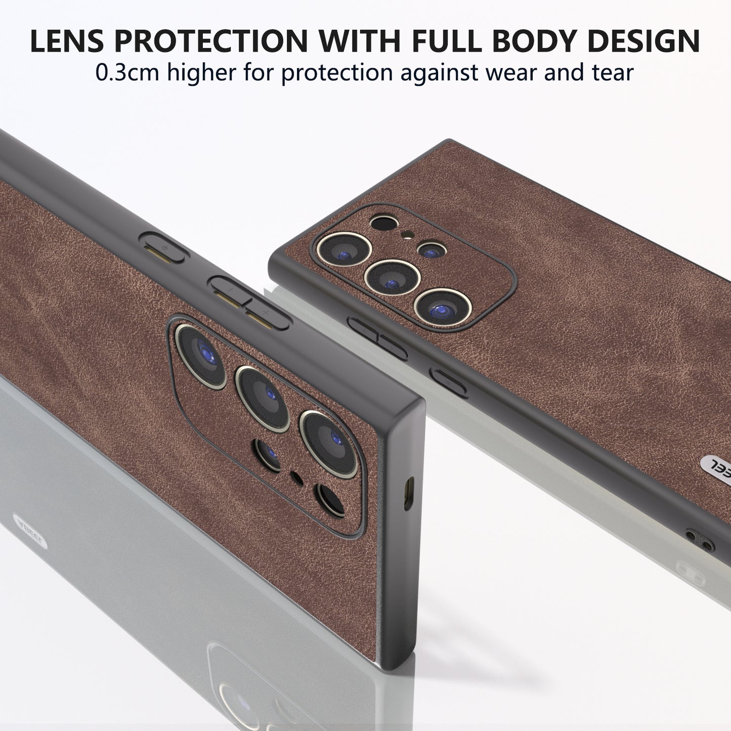 ABEEL For Samsung Galaxy S24 Ultra Case Slim Fit PU Leather+PC Phone Cover - Coffee