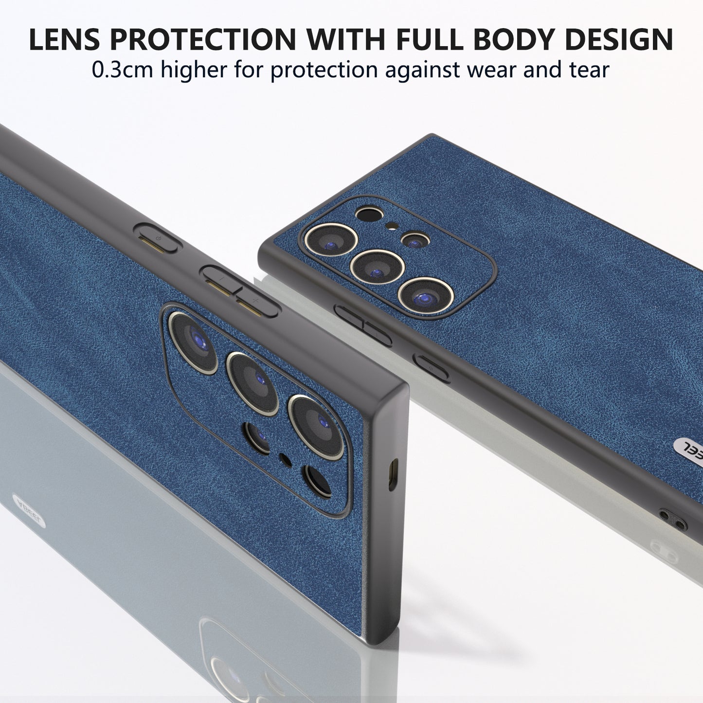 ABEEL For Samsung Galaxy S24 Ultra Case Slim Fit PU Leather+PC Phone Cover - Blue