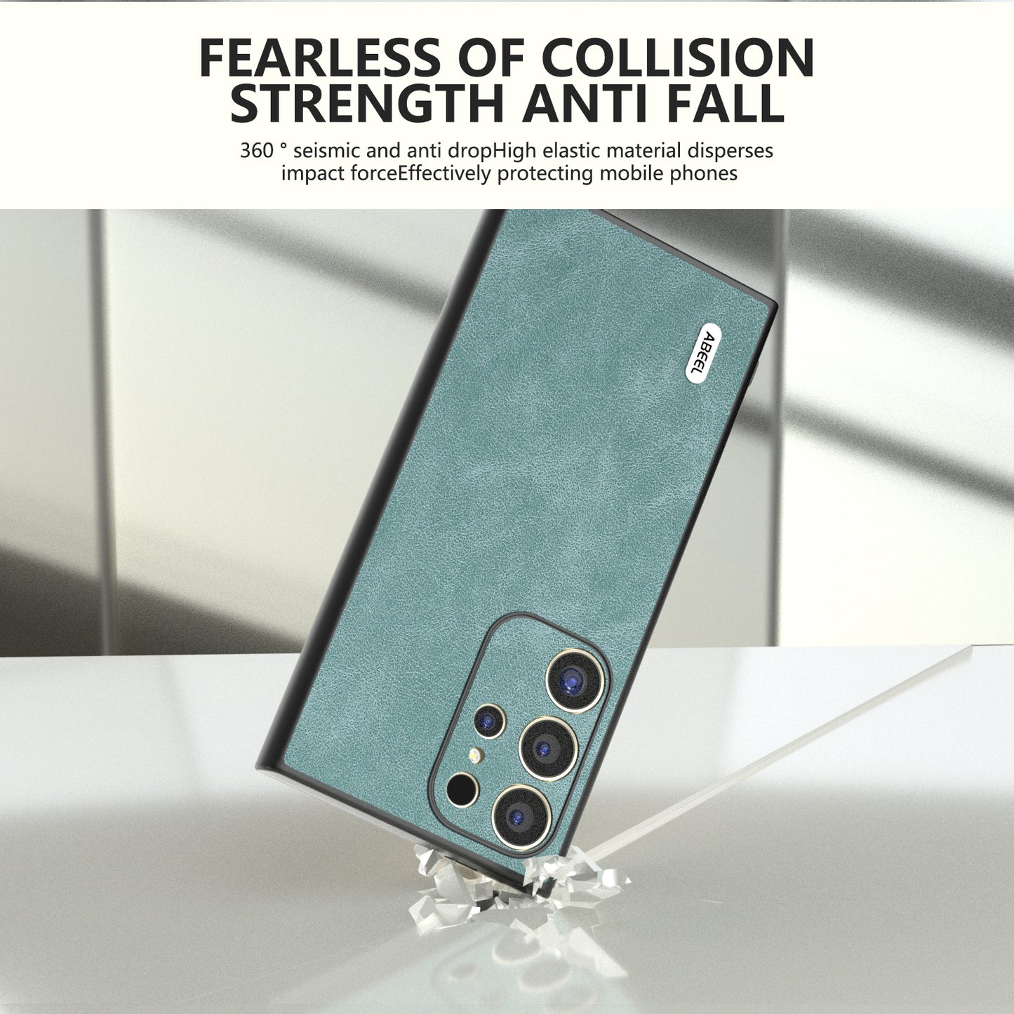 ABEEL For Samsung Galaxy S24 Ultra Case Slim Fit PU Leather+PC Phone Cover - Baby Blue