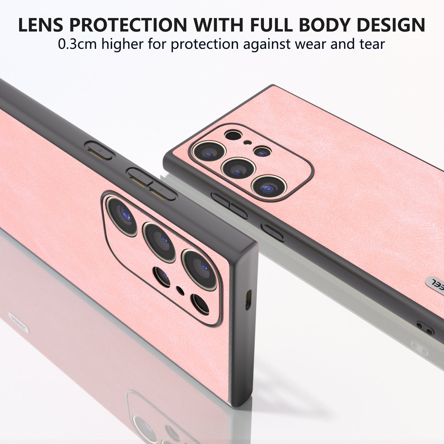 ABEEL For Samsung Galaxy S24 Ultra Case Slim Fit PU Leather+PC Phone Cover - Pink