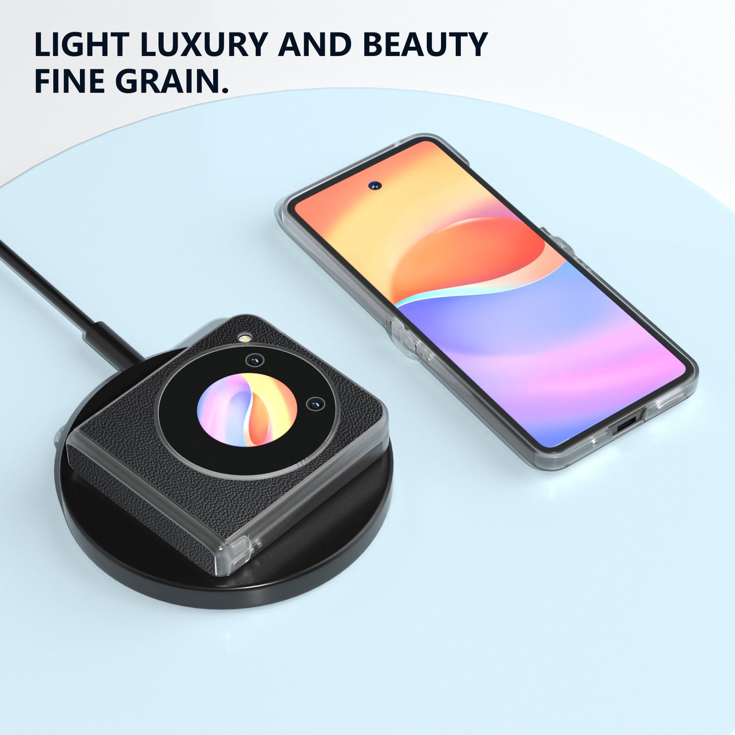 ABEEL For ZTE Libero Flip Case Clear Matte Edge Genuine Cow Leather+PC Phone Shell - Black