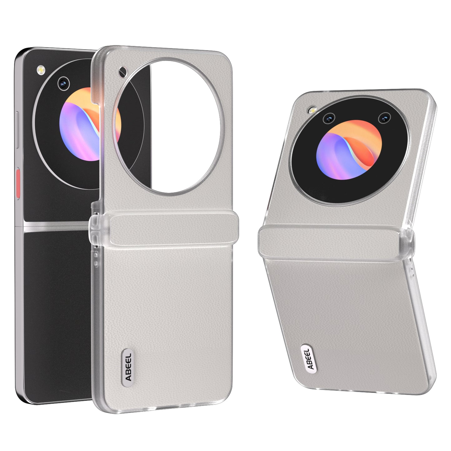 ABEEL For ZTE Libero Flip Case Clear Matte Edge Genuine Cow Leather+PC Phone Shell - White