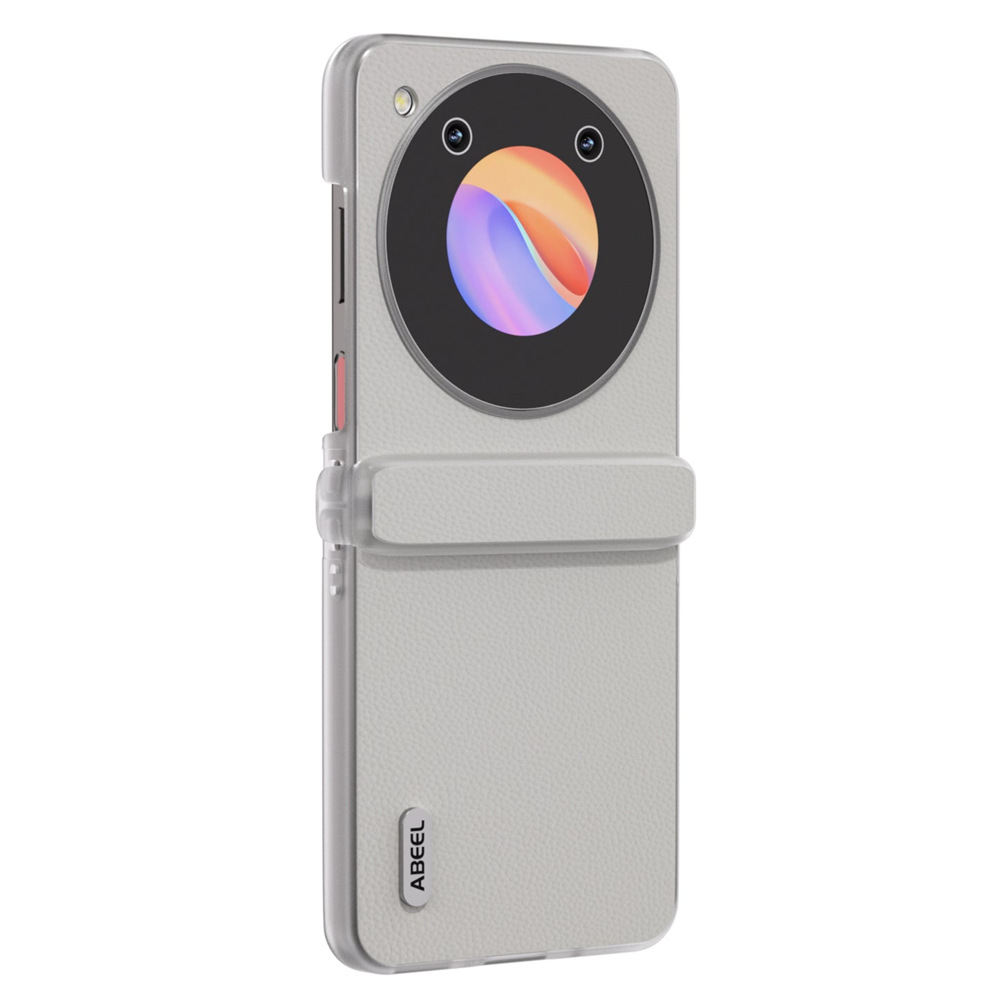 ABEEL For ZTE Libero Flip Case Clear Matte Edge Genuine Cow Leather+PC Phone Shell - White