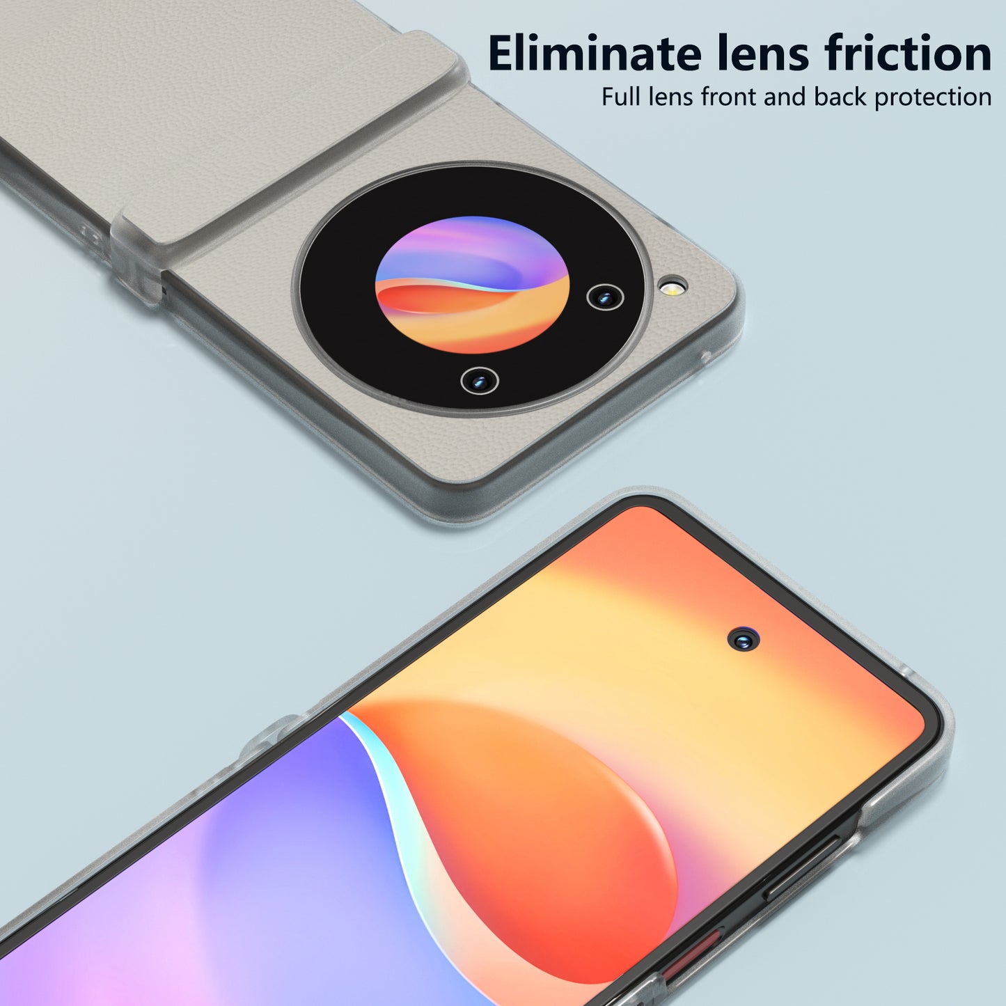 ABEEL For ZTE Libero Flip Case Clear Matte Edge Genuine Cow Leather+PC Phone Shell - White