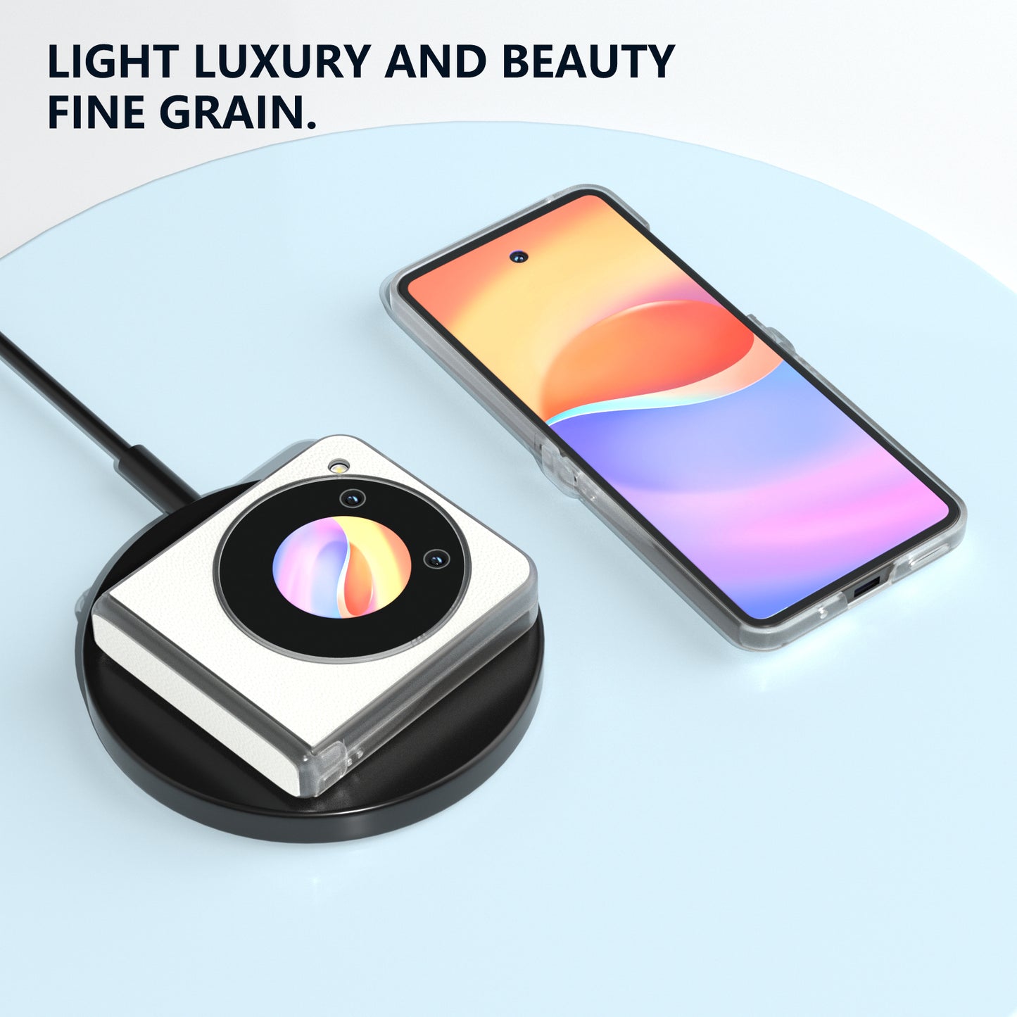 ABEEL For ZTE Libero Flip Case Clear Matte Edge Genuine Cow Leather+PC Phone Shell - White