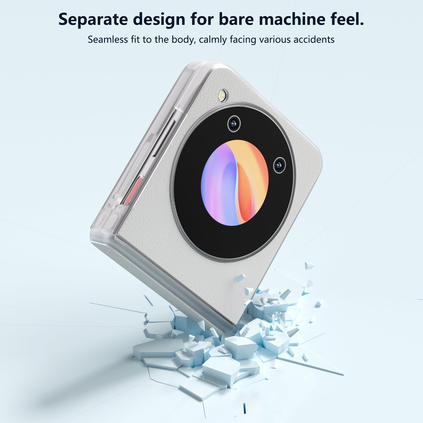 ABEEL For ZTE Libero Flip Case Clear Matte Edge Genuine Cow Leather+PC Phone Shell - White