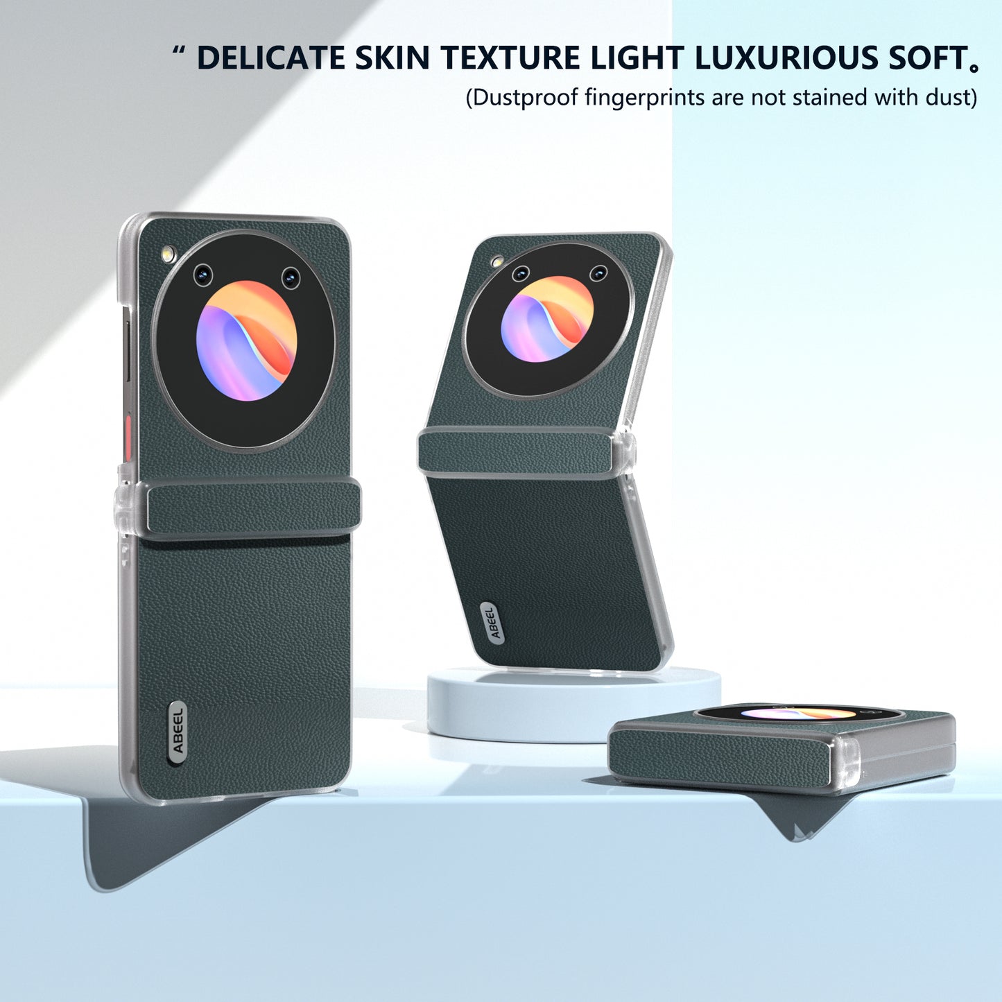 ABEEL For ZTE Libero Flip Case Clear Matte Edge Genuine Cow Leather+PC Phone Shell - Green