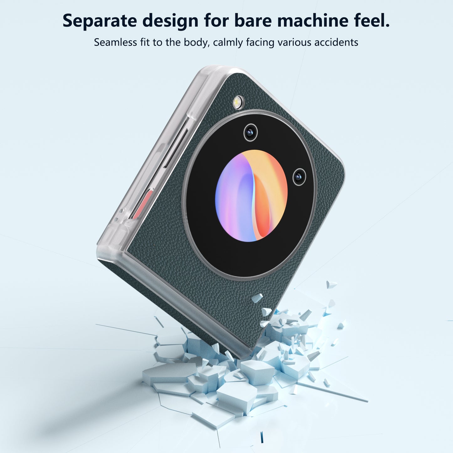 ABEEL For ZTE Libero Flip Case Clear Matte Edge Genuine Cow Leather+PC Phone Shell - Green