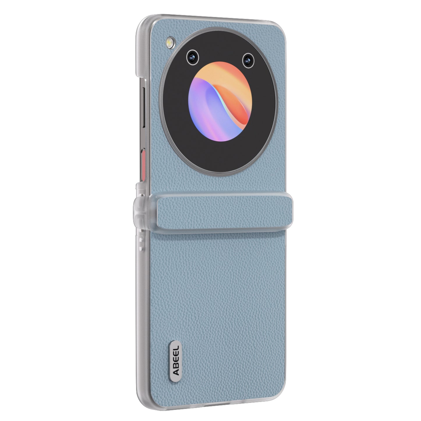 ABEEL For ZTE Libero Flip Case Clear Matte Edge Genuine Cow Leather+PC Phone Shell - Sky Blue