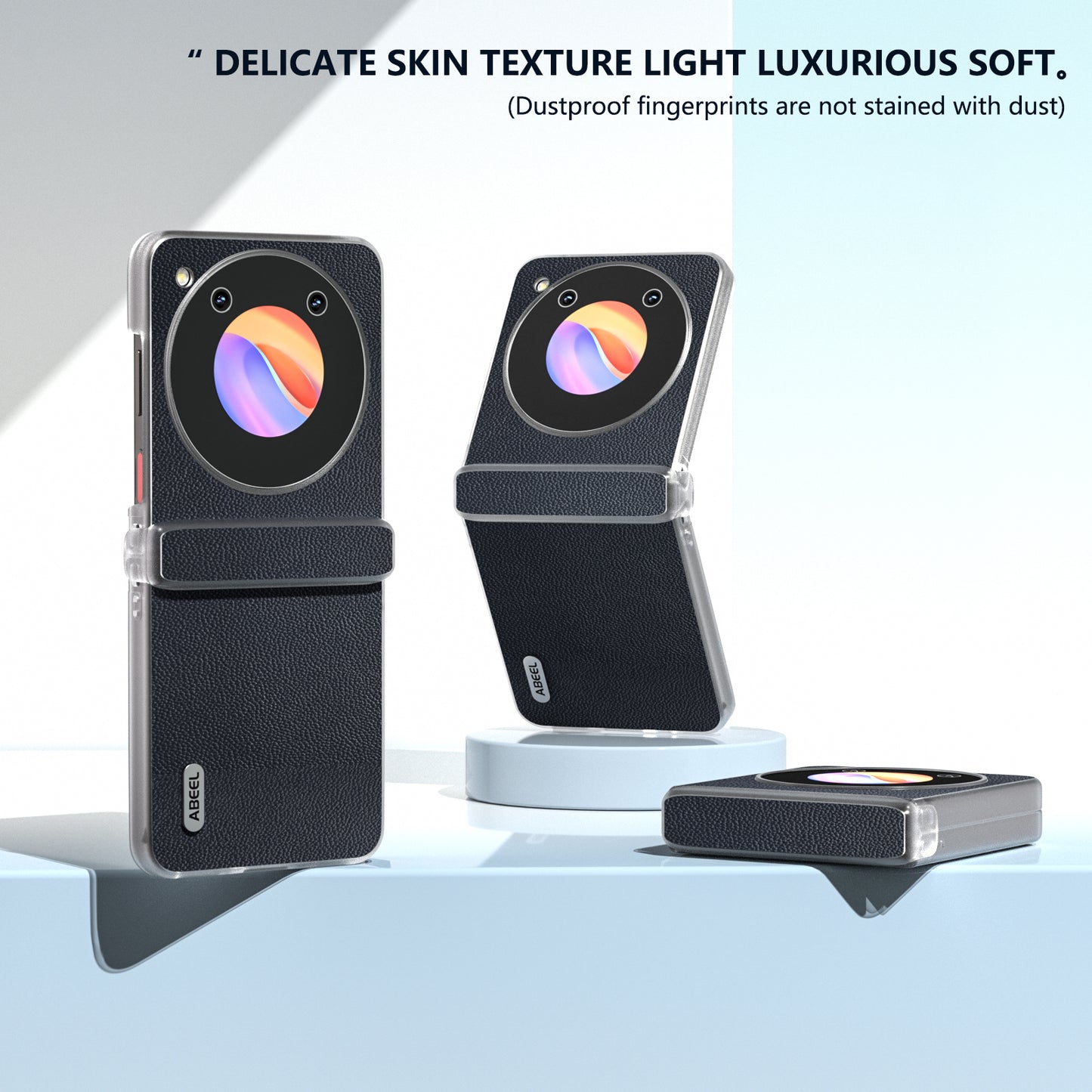 ABEEL For ZTE Libero Flip Case Clear Matte Edge Genuine Cow Leather+PC Phone Shell - Blue