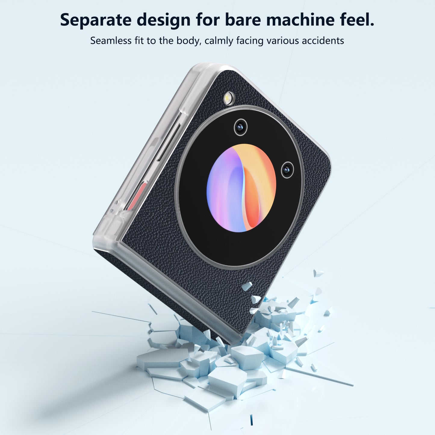 ABEEL For ZTE Libero Flip Case Clear Matte Edge Genuine Cow Leather+PC Phone Shell - Blue