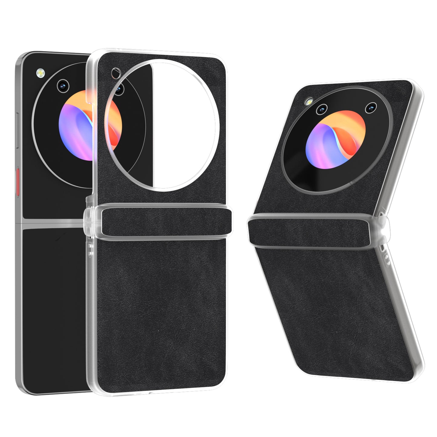 For ZTE Libero Flip Case PU Leather Coated PC Matte Edge Anti-slip Phone Cover - Black