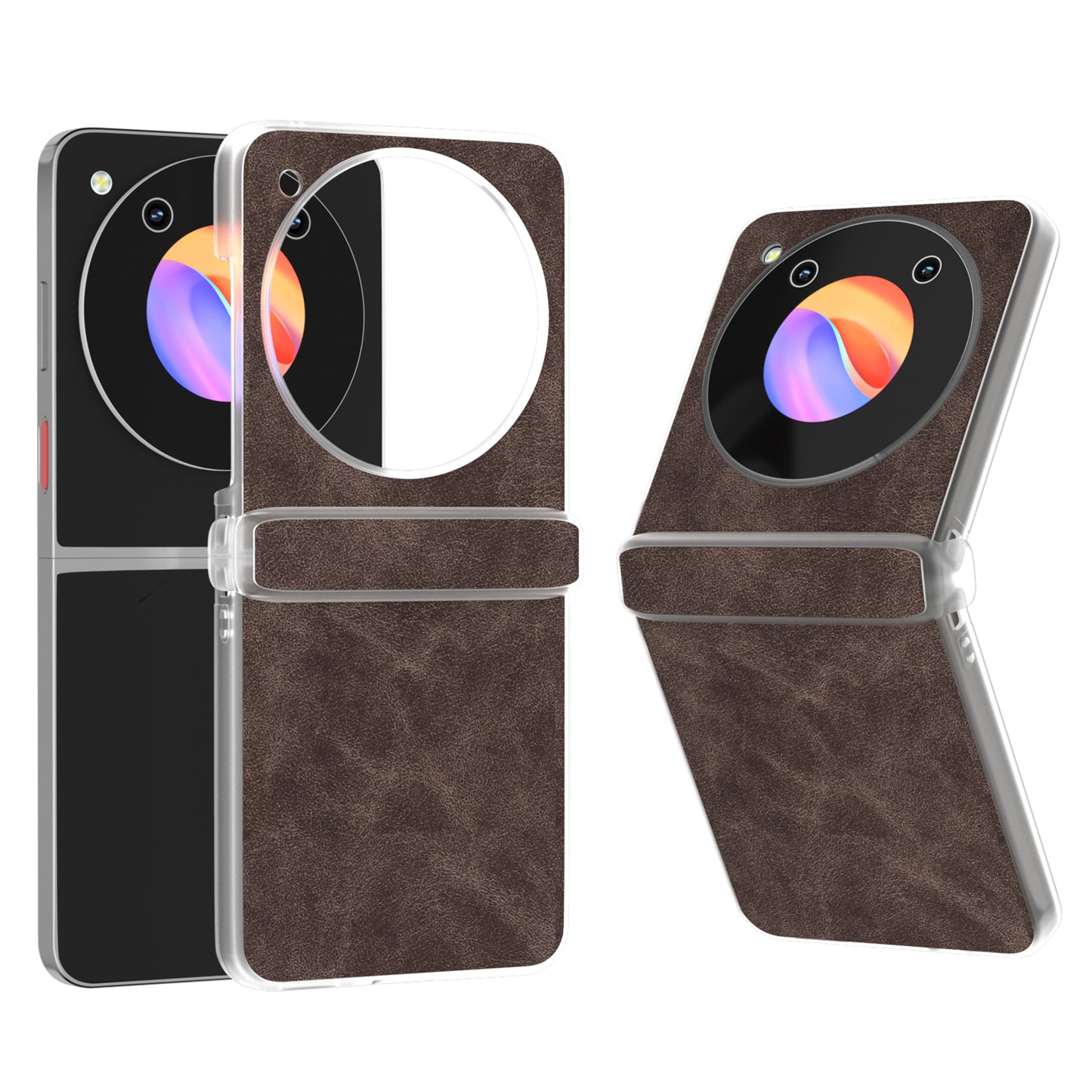 For ZTE Libero Flip Case PU Leather Coated PC Matte Edge Anti-slip Phone Cover - Coffee