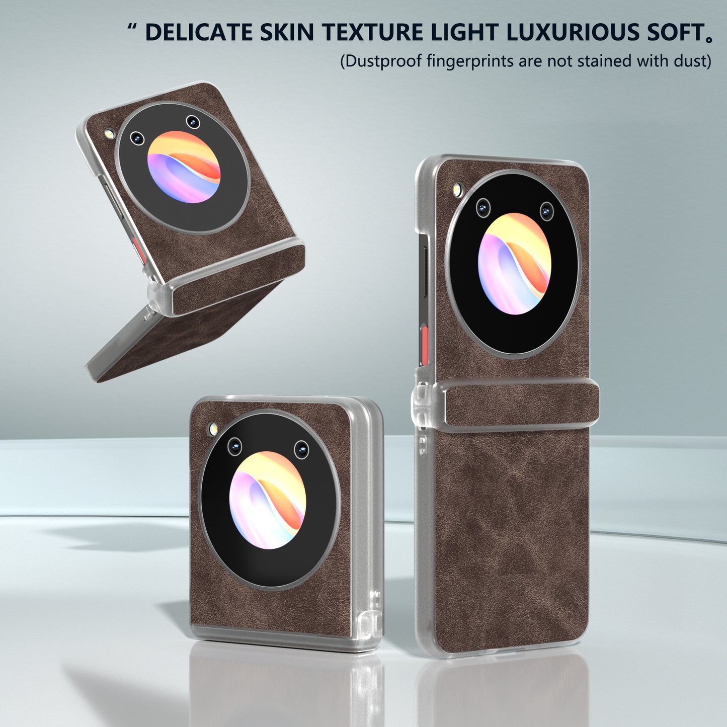 For ZTE Libero Flip Case PU Leather Coated PC Matte Edge Anti-slip Phone Cover - Coffee