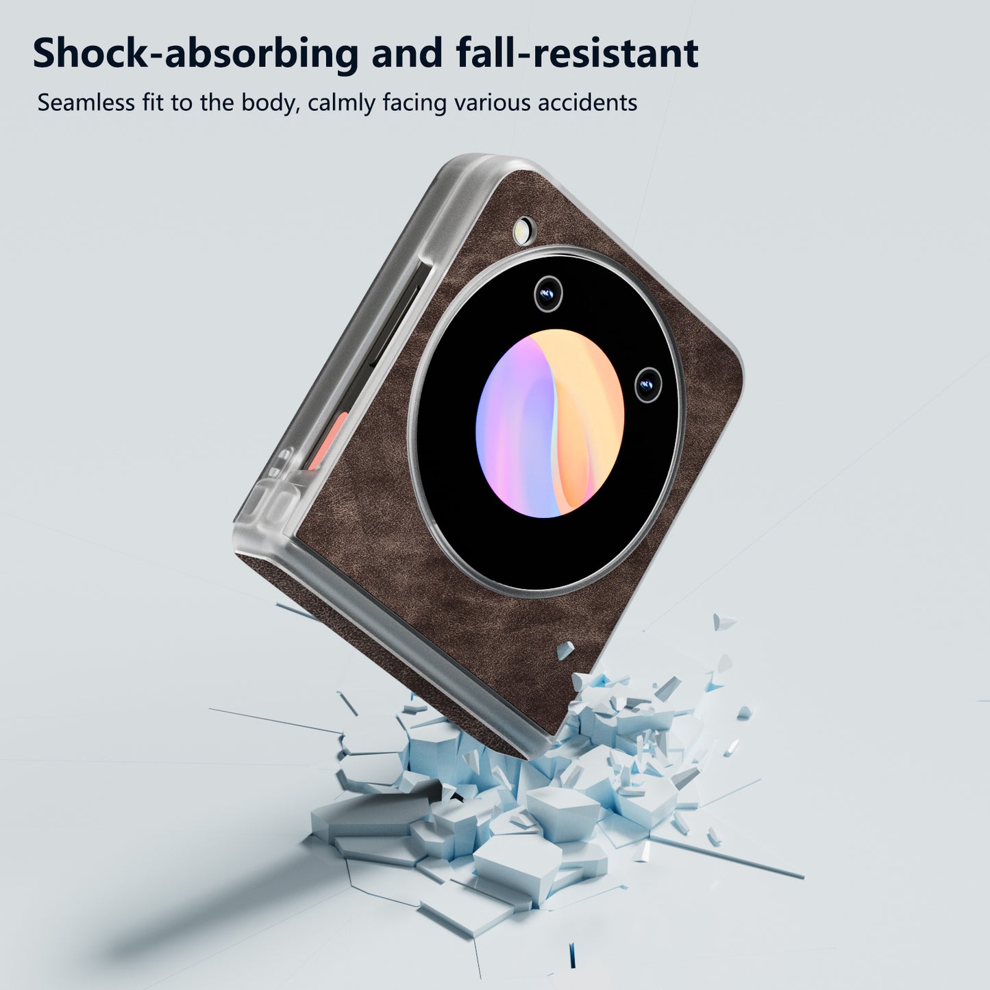 For ZTE Libero Flip Case PU Leather Coated PC Matte Edge Anti-slip Phone Cover - Coffee