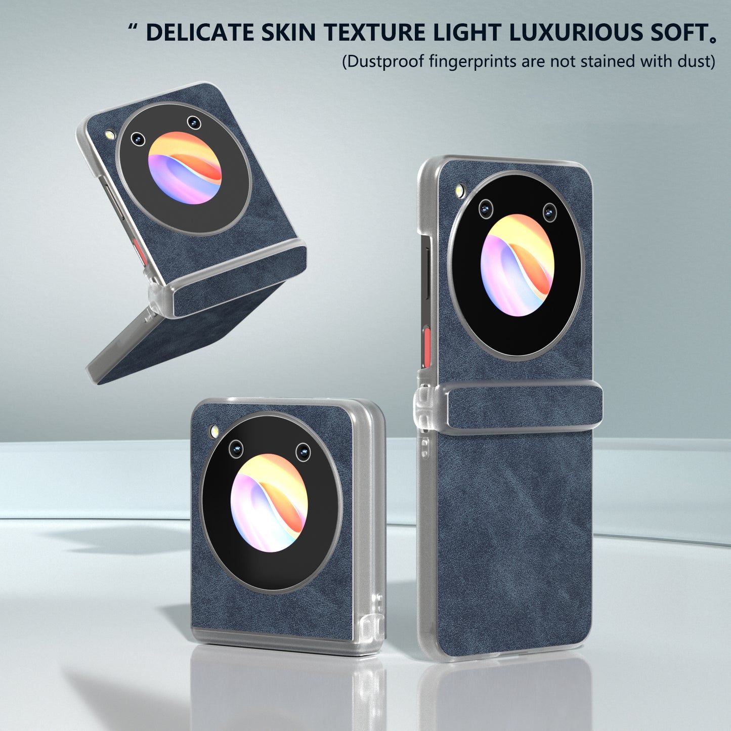 For ZTE Libero Flip Case PU Leather Coated PC Matte Edge Anti-slip Phone Cover - Blue