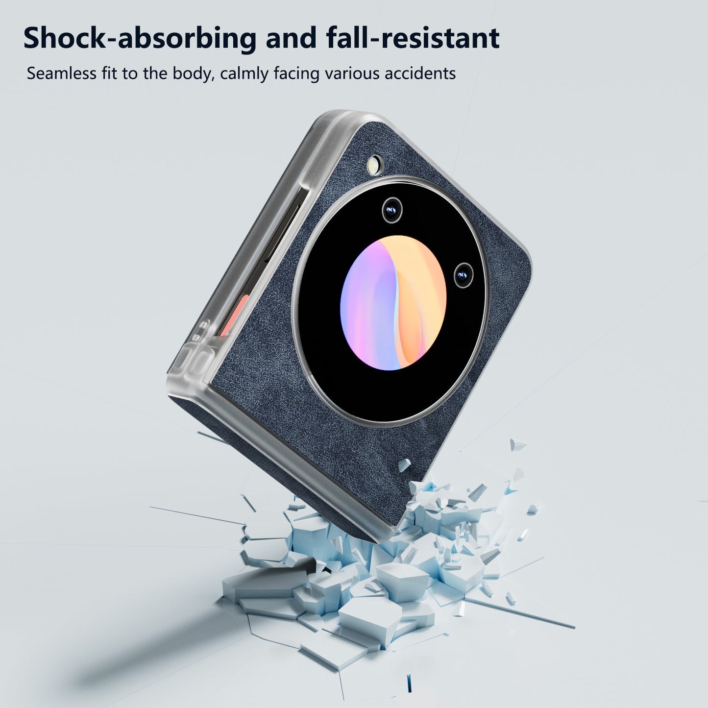 For ZTE Libero Flip Case PU Leather Coated PC Matte Edge Anti-slip Phone Cover - Blue