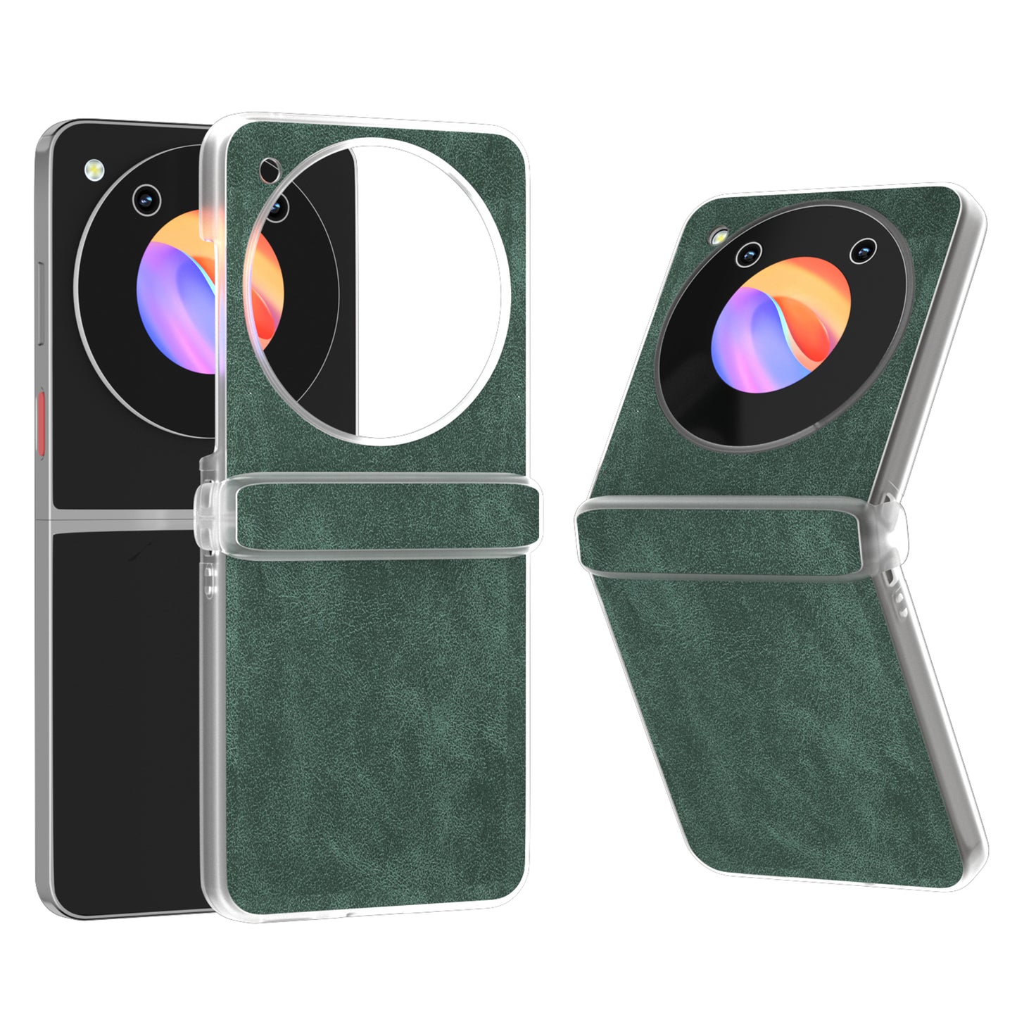 For ZTE Libero Flip Case PU Leather Coated PC Matte Edge Anti-slip Phone Cover - Green