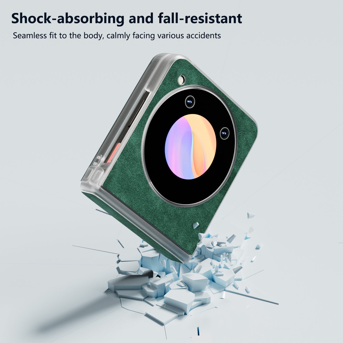 For ZTE Libero Flip Case PU Leather Coated PC Matte Edge Anti-slip Phone Cover - Green