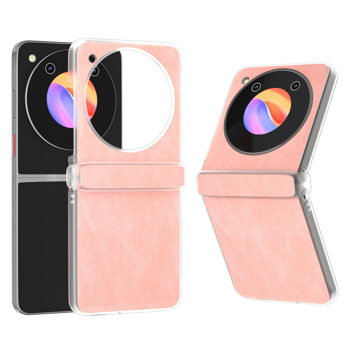 For ZTE Libero Flip Case PU Leather Coated PC Matte Edge Anti-slip Phone Cover - Pink