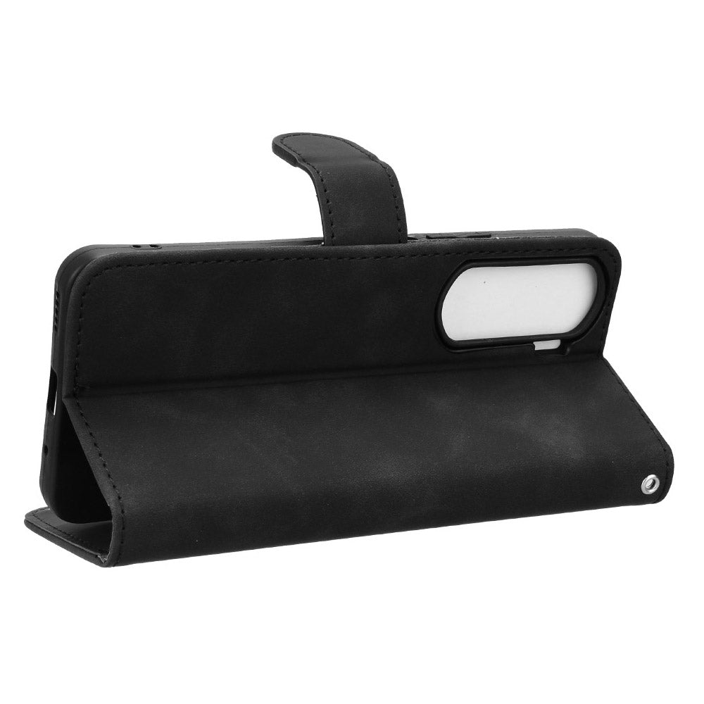 For Honor 90 Lite 5G / X50i 5G Case Skin Touch Feeling Leather Wallet Stand Phone Cover - Black