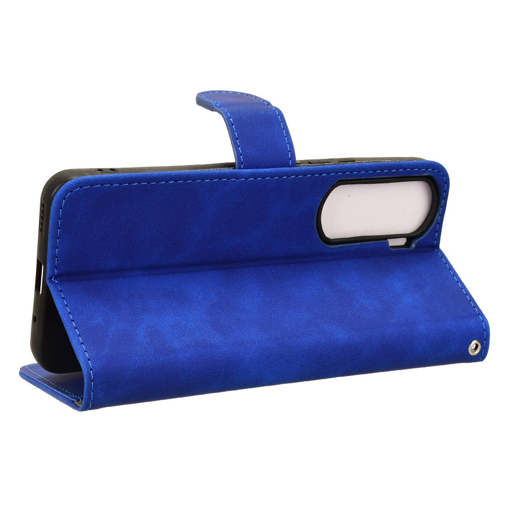 For Honor 90 Lite 5G / X50i 5G Case Skin Touch Feeling Leather Wallet Stand Phone Cover - Blue