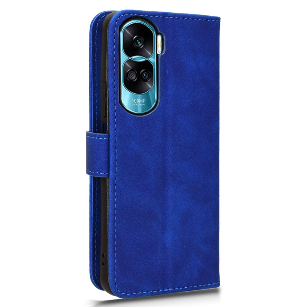 For Honor 90 Lite 5G / X50i 5G Case Skin Touch Feeling Leather Wallet Stand Phone Cover - Blue