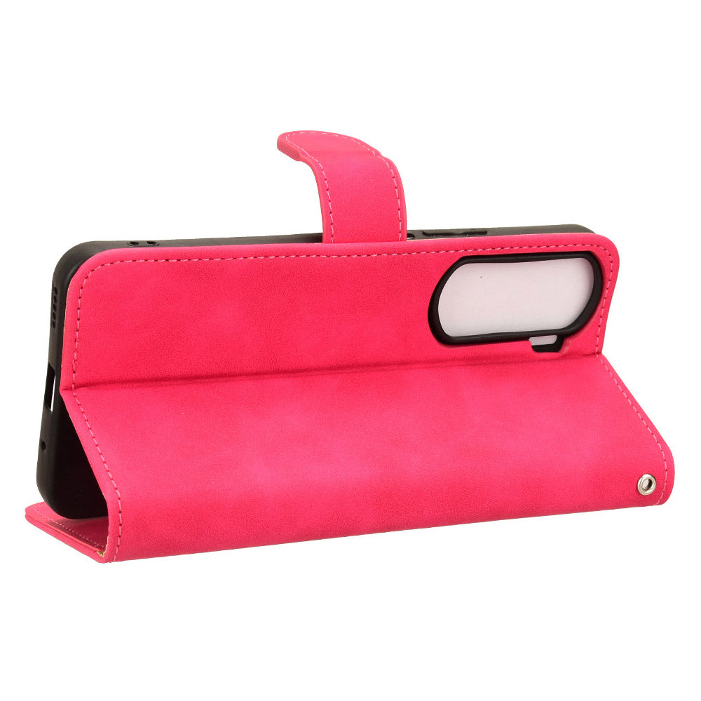 For Honor 90 Lite 5G / X50i 5G Case Skin Touch Feeling Leather Wallet Stand Phone Cover - Rose